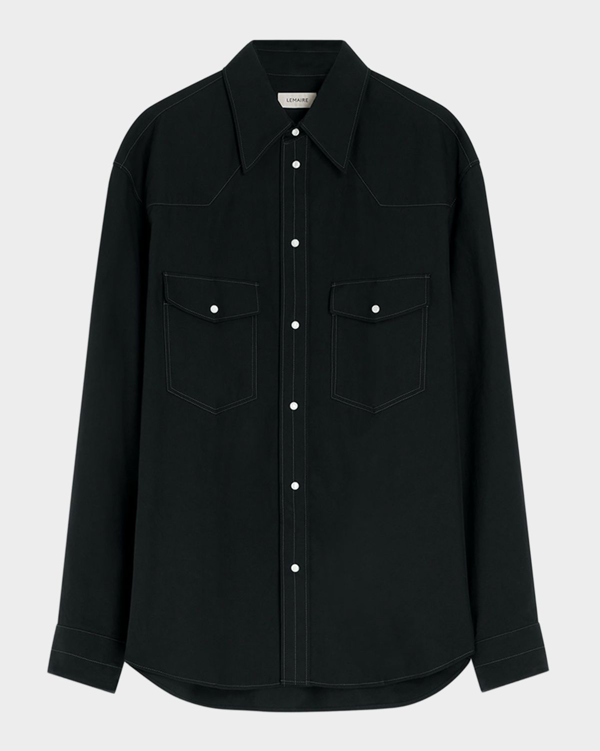LEMAIRE Men 's Cotton Twill Snap-Front Western Shirt