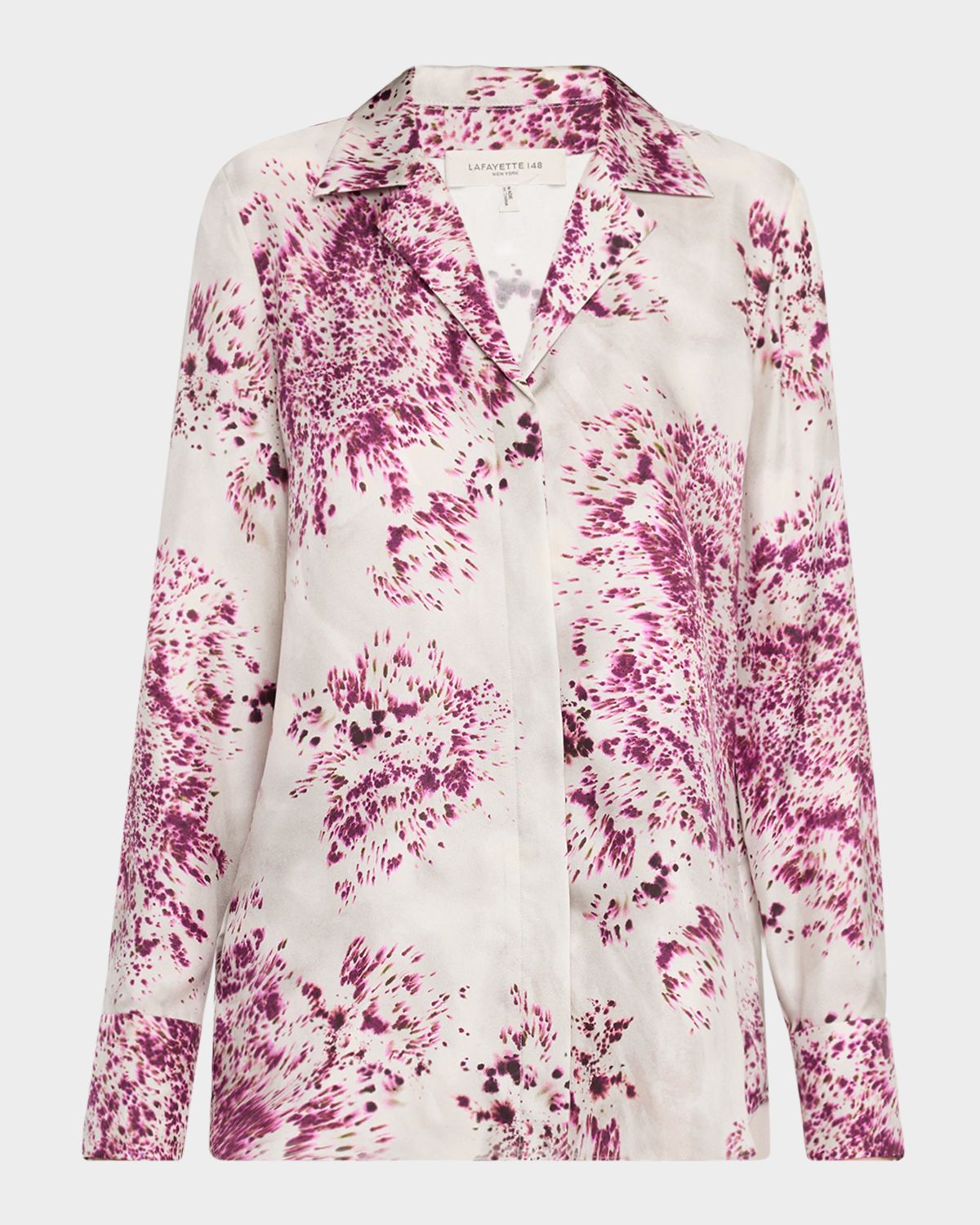 Lafayette 148 New York Splatter-Print Silk Twill Blouse