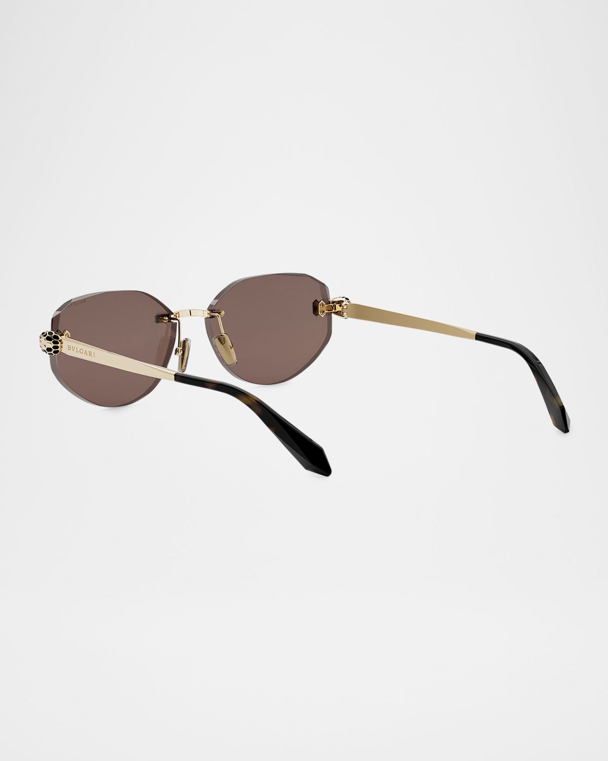 BVLGARI Serpenti Forever Rimless Oval Metal Sunglasses