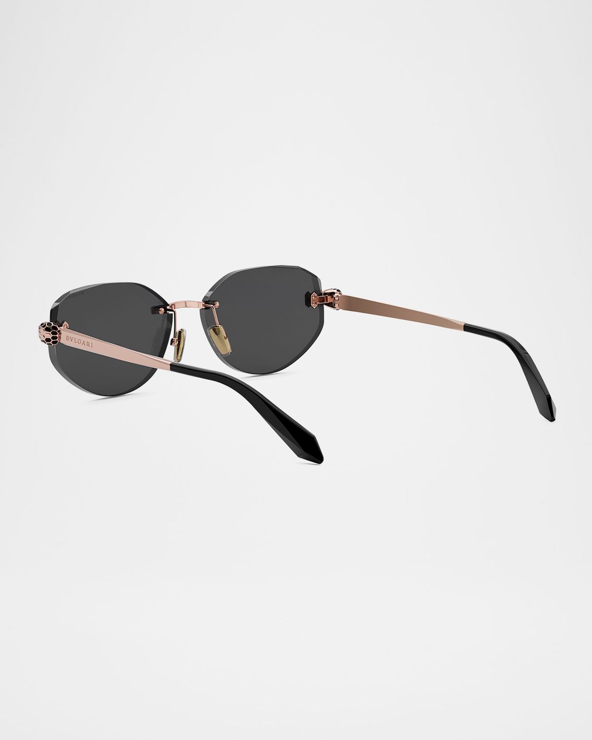 BVLGARI Serpenti Forever Rimless Oval Metal Sunglasses