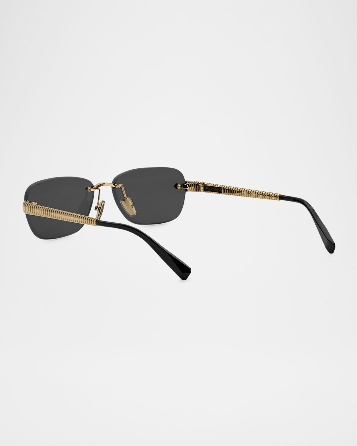 BVLGARI Tubogas Rimless Metal Rectangular Sunglasses