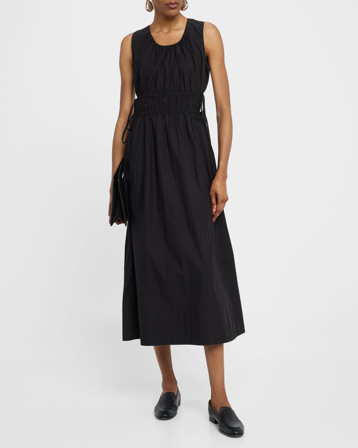 Lafayette 148 New York Sleeveless Gathered-Waist Midi Dress