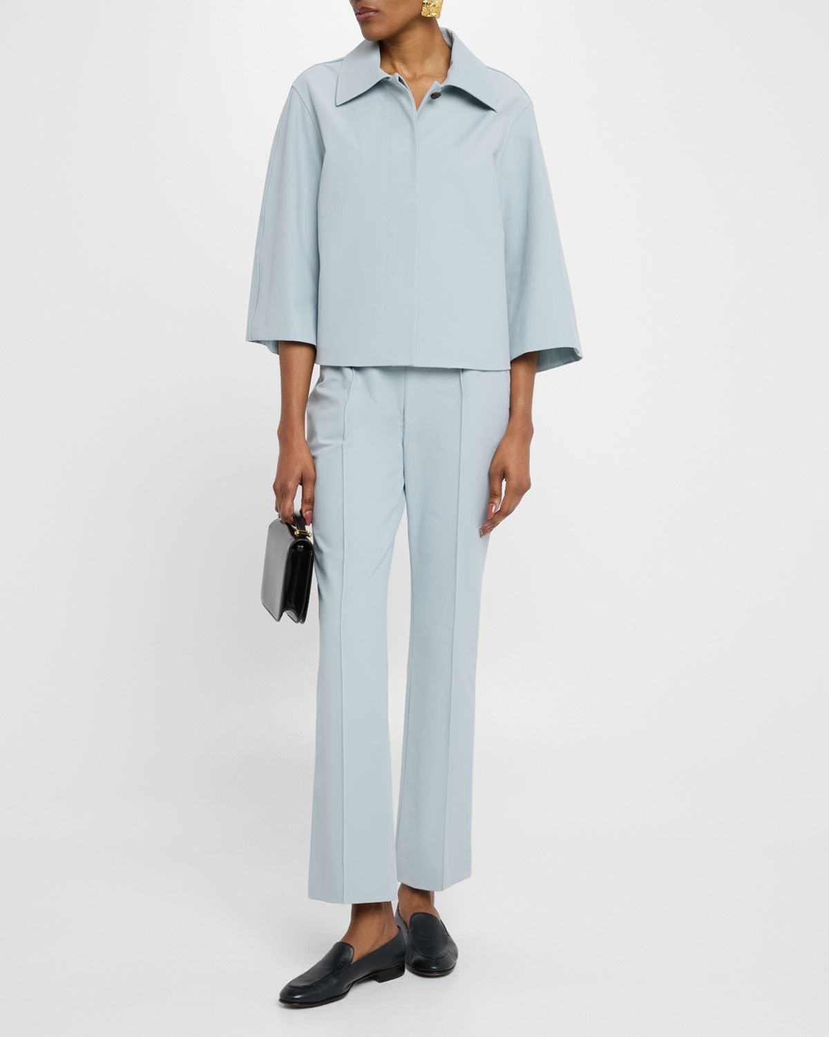 Lafayette 148 New York Vesey Seamed Flare-Leg Crop Pants