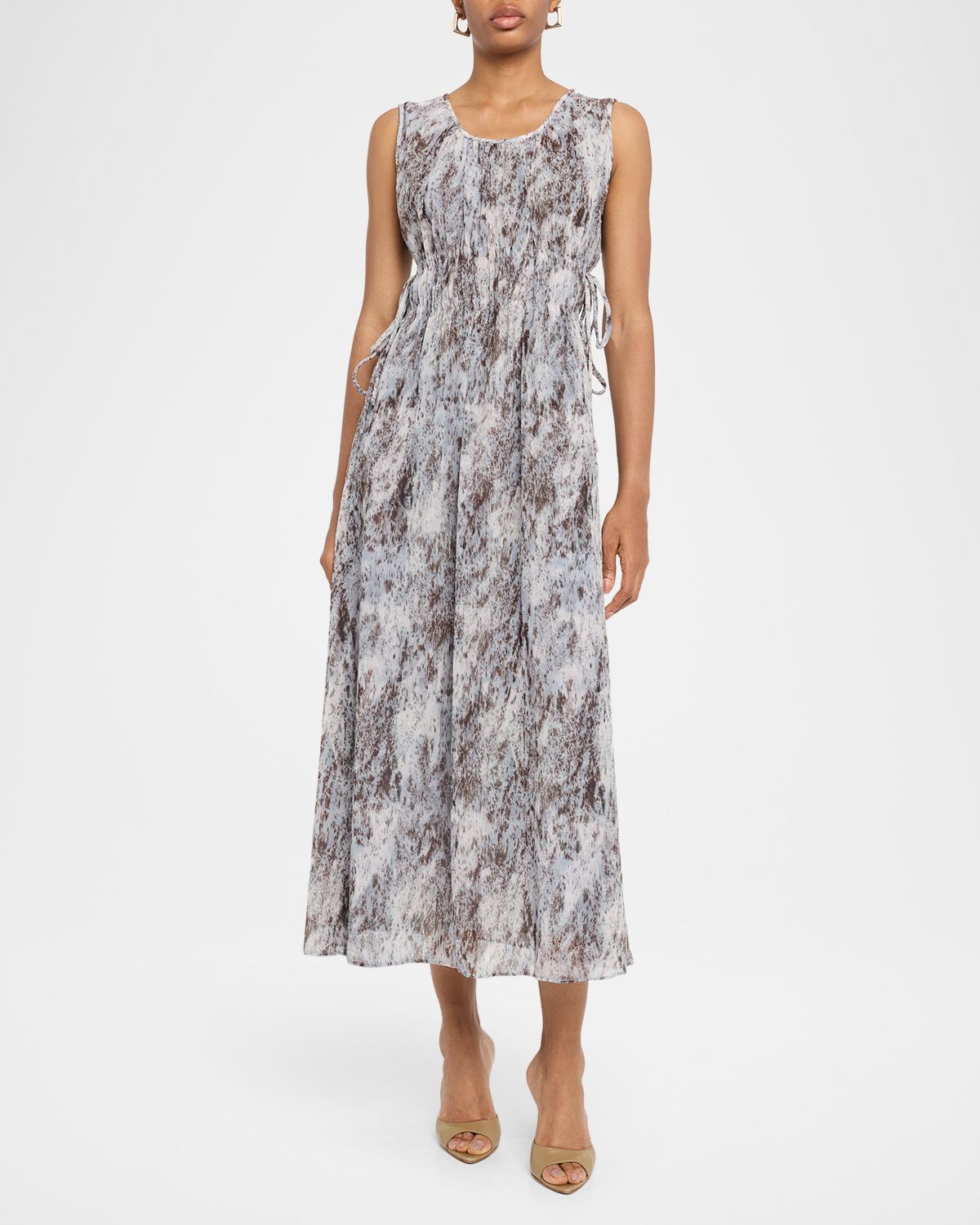 Lafayette 148 New York Sleeveless Gathered Waist Midi Dress