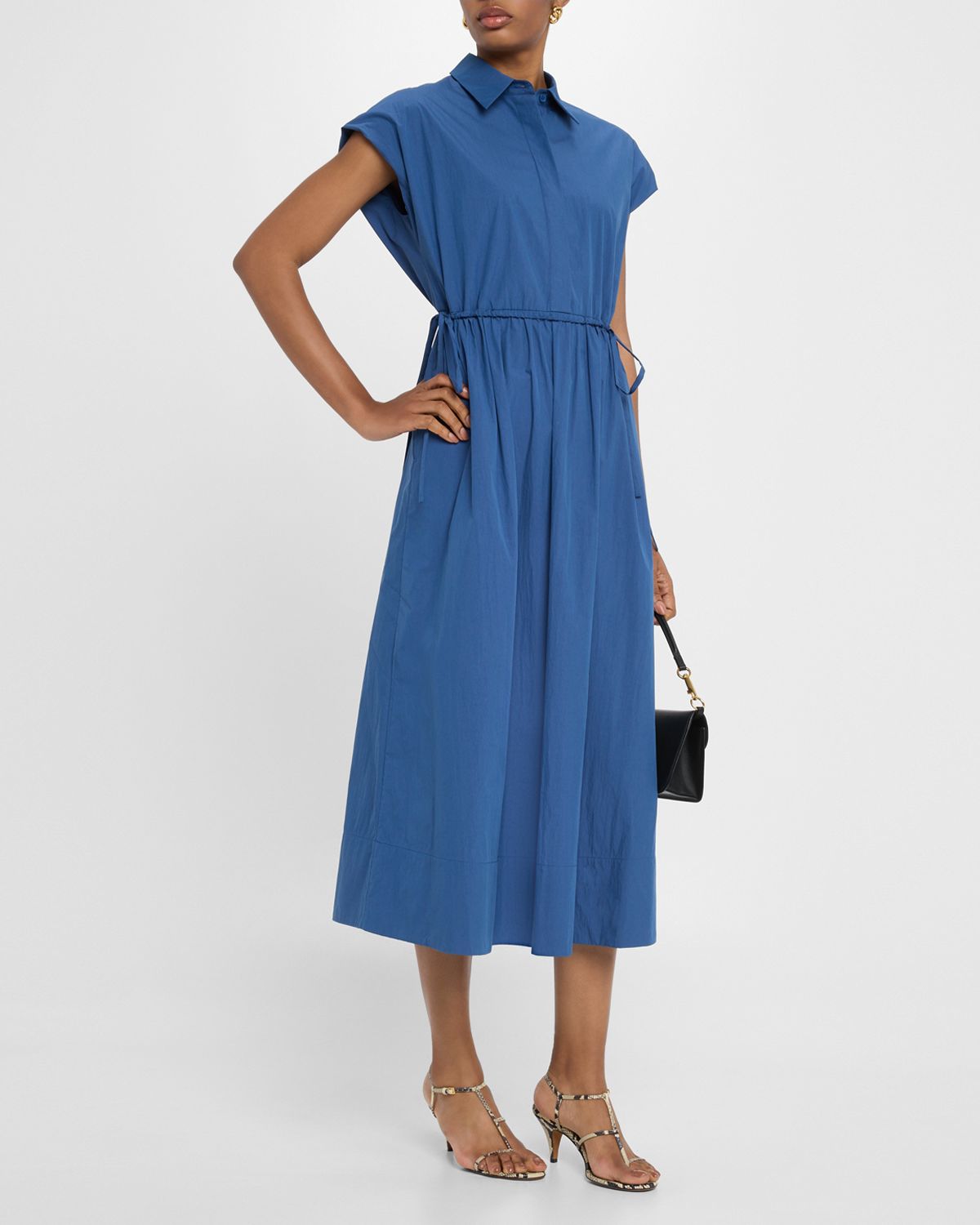 Lafayette 148 New York Drawstring Gathered Midi Shirtdress