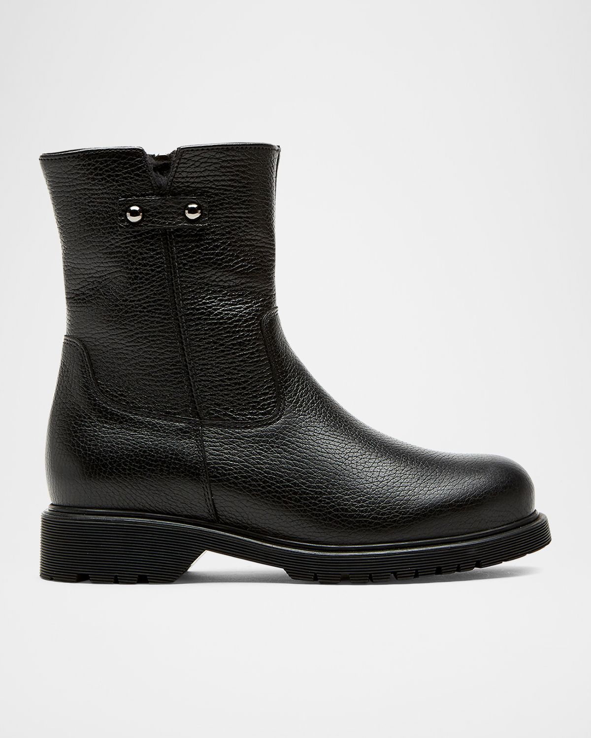 La Canadienne Hogan Shearling-Lined Pebbled Leather Booties