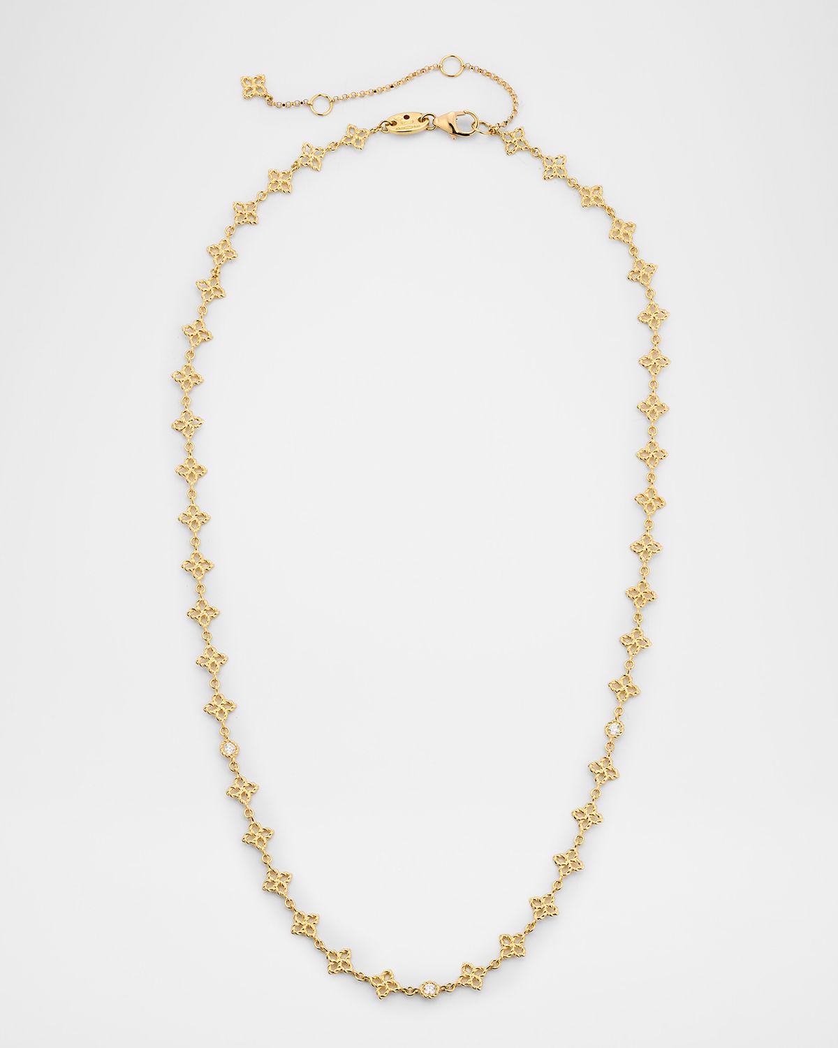 Roberto Coin 18K Yellow Gold Principessa Diamond Flower Link Necklace