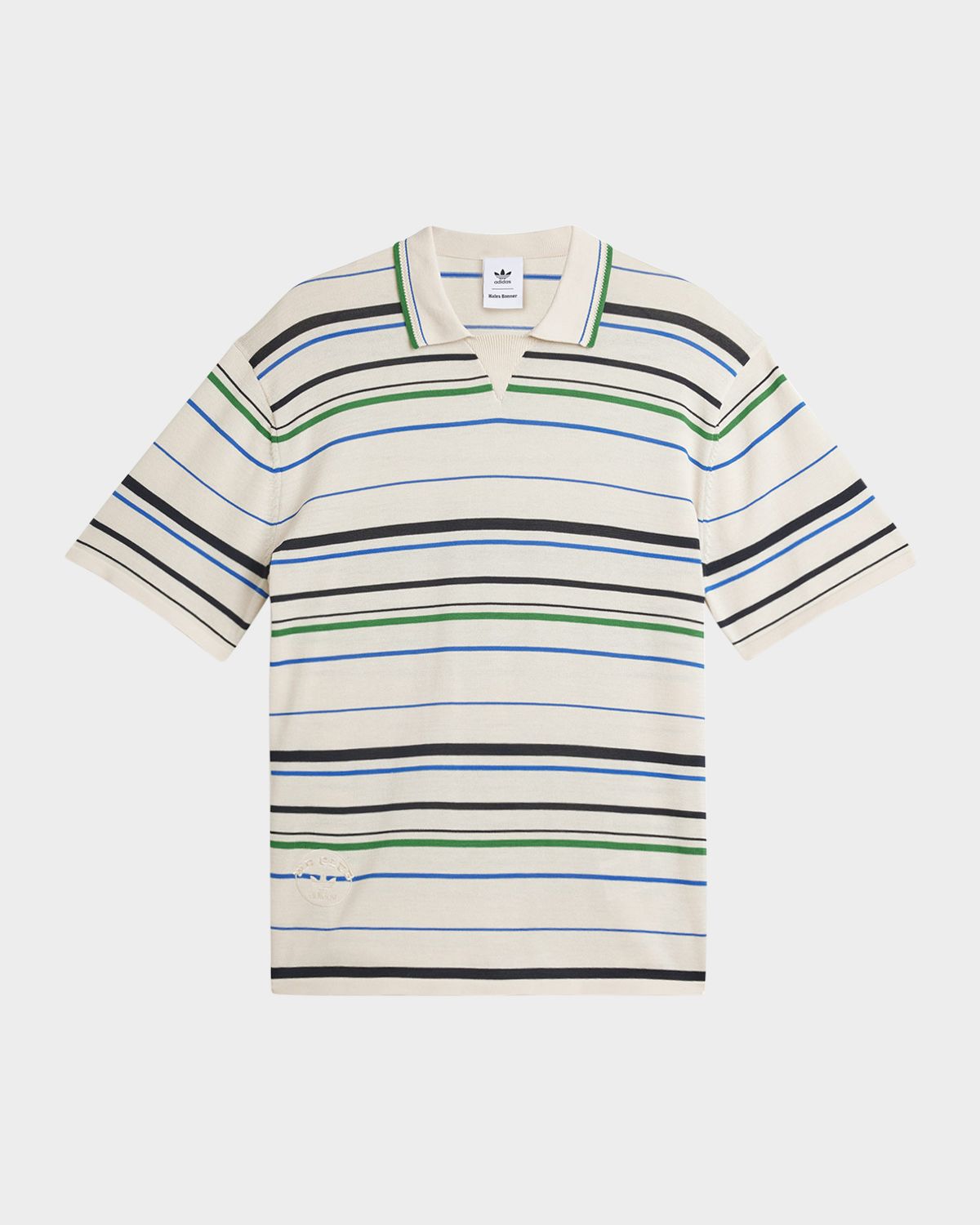 Adidas x Wales Bonner Men 's Stripe Knit Polo Shirt