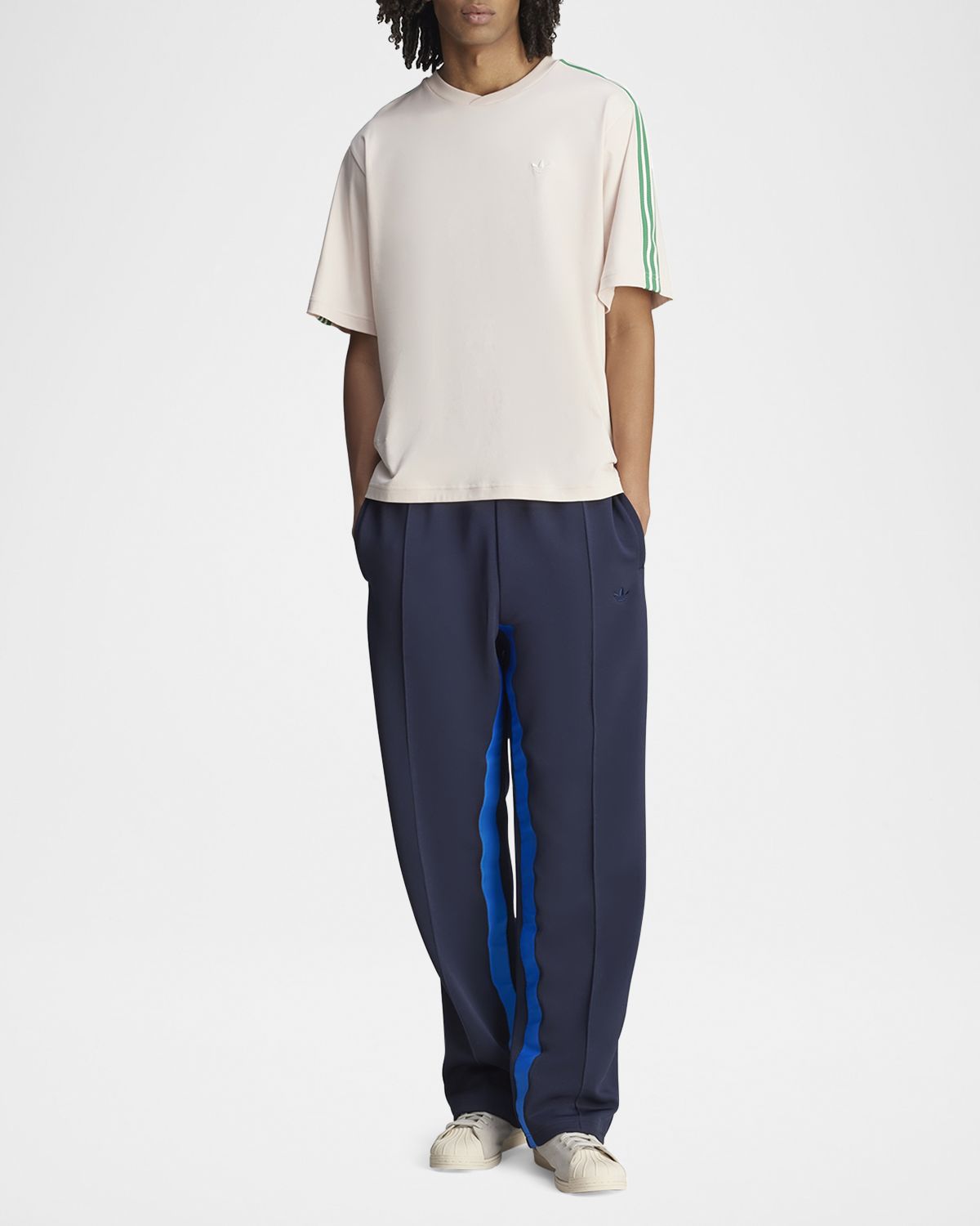 Adidas x Wales Bonner Men 's Trefoil 3-Stripe Crewneck T-Shirt