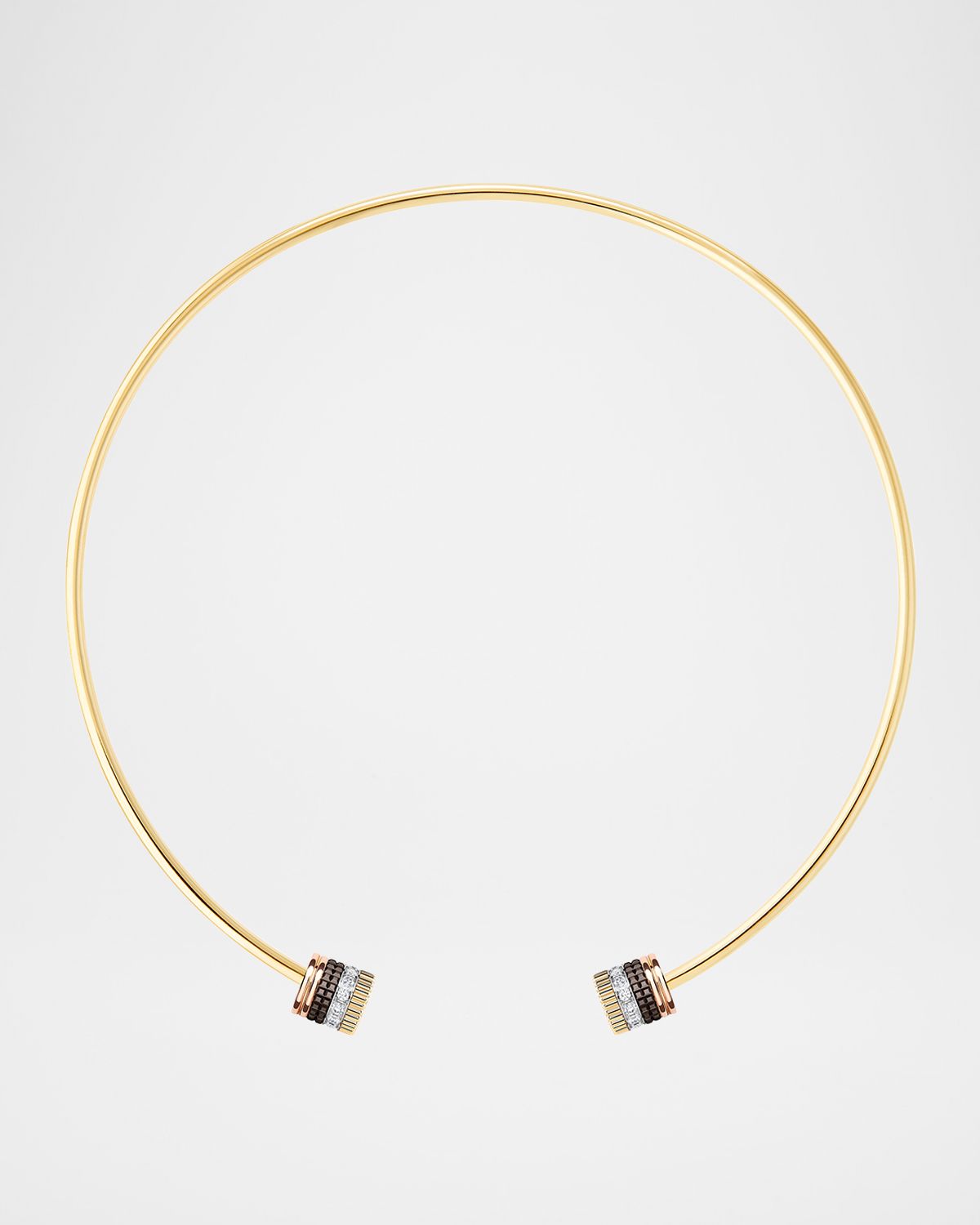 Boucheron Quatre Classique Open Necklace in Tricolor Gold with Brown PVD and Diamonds