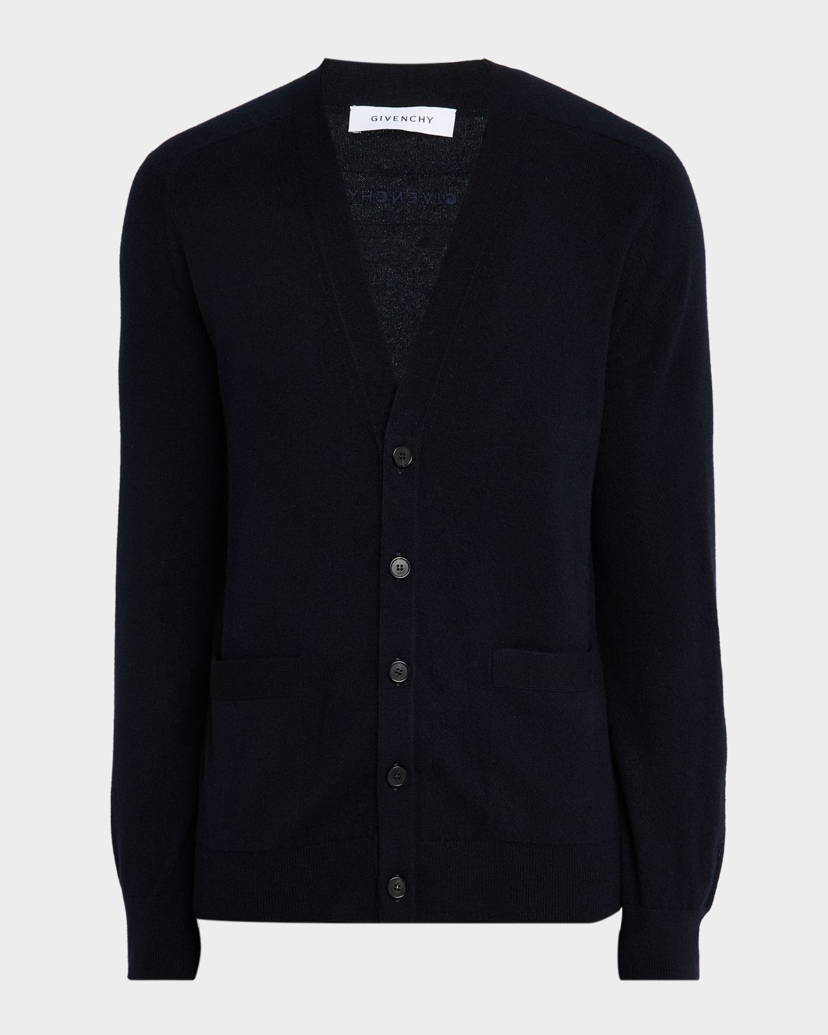 Givenchy Men 's Cashmere Tonal Logo V-Neck Cardigan