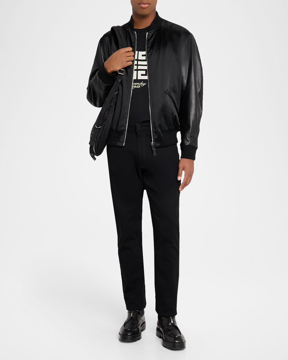 Givenchy Men 's Mix Material Back-Logo Varsity Jacket