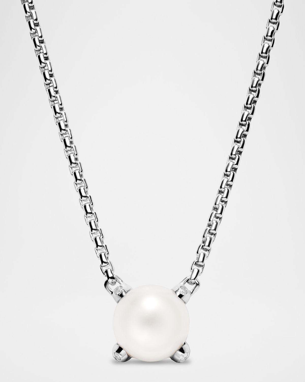 David Yurman Pearl Classics Necklace with Diamonds in Silver, 16-18"L