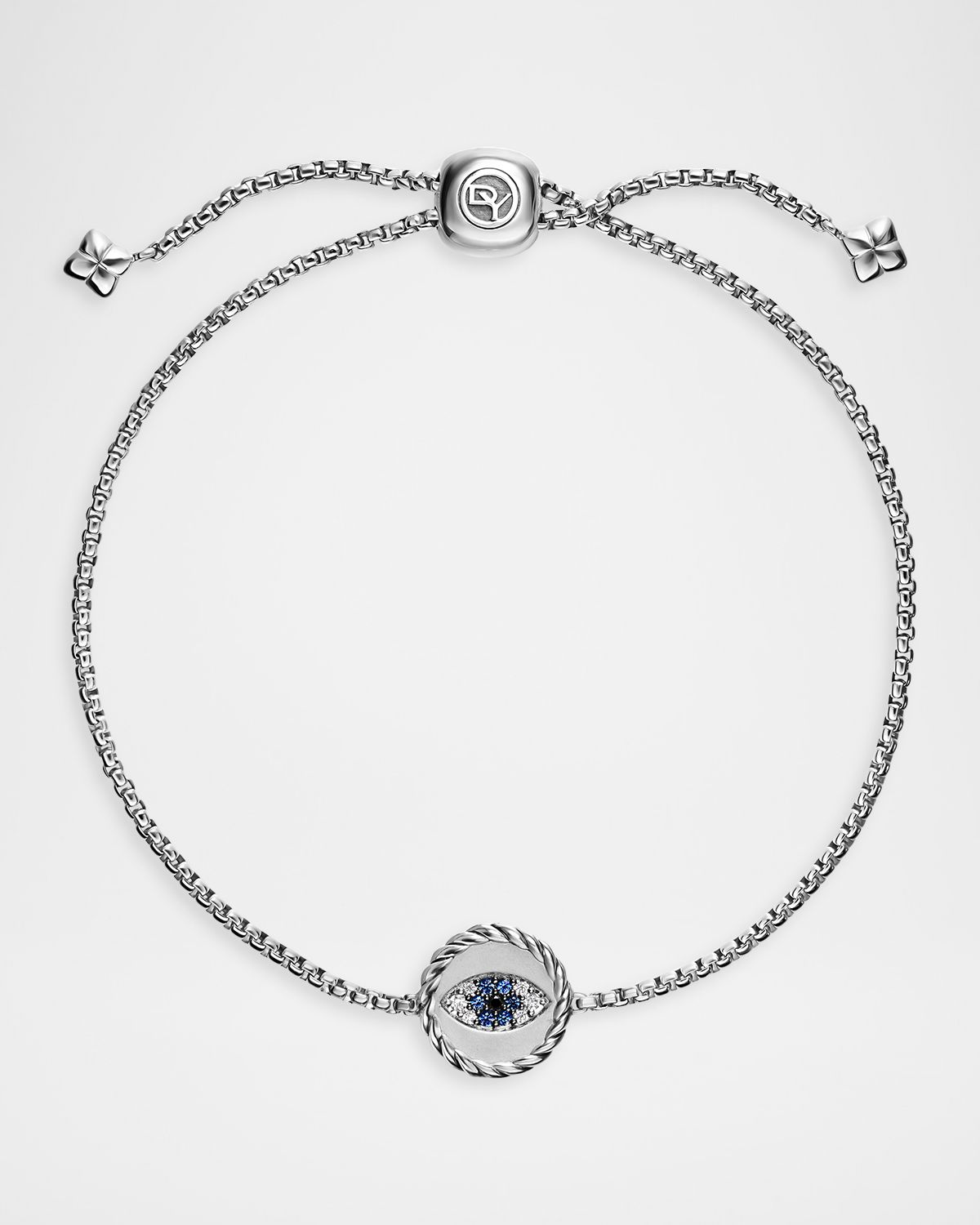 David Yurman Cable Collectibles Evil Eye Bracelet with Diamonds and Sapphire in Silver, 11mm