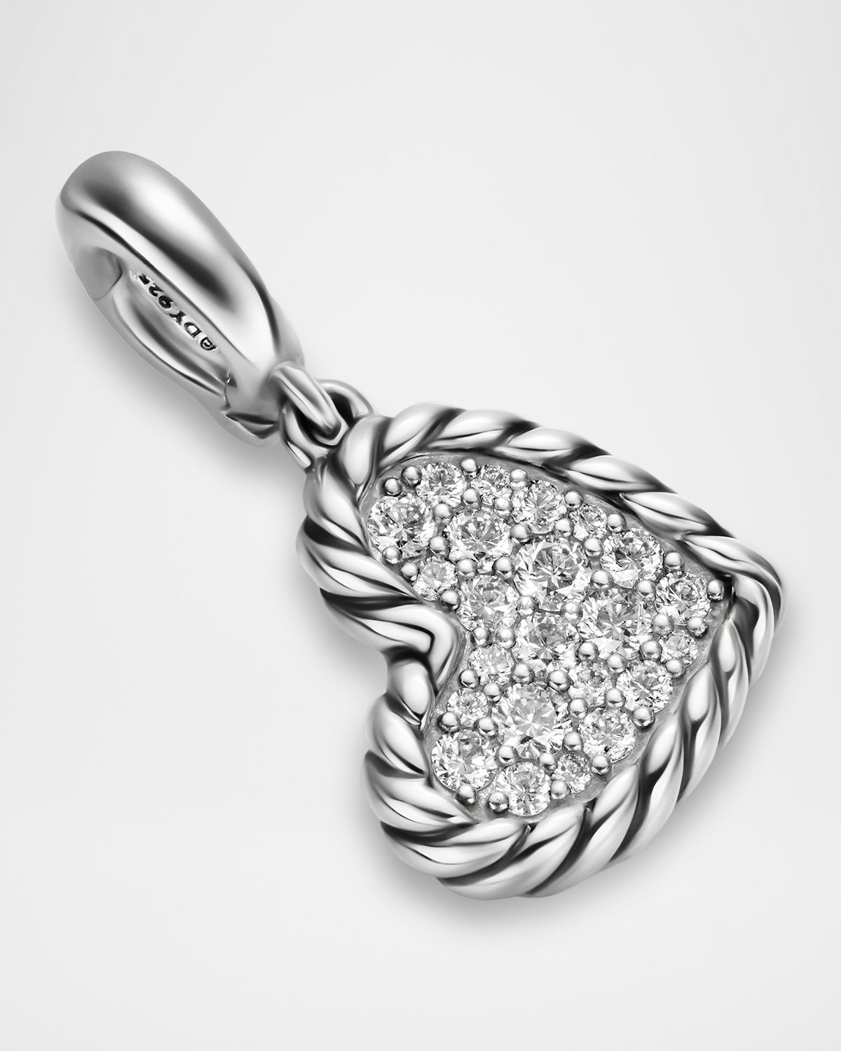 David Yurman DY Elements Heart Pendant with Diamonds in Silver, 20mm