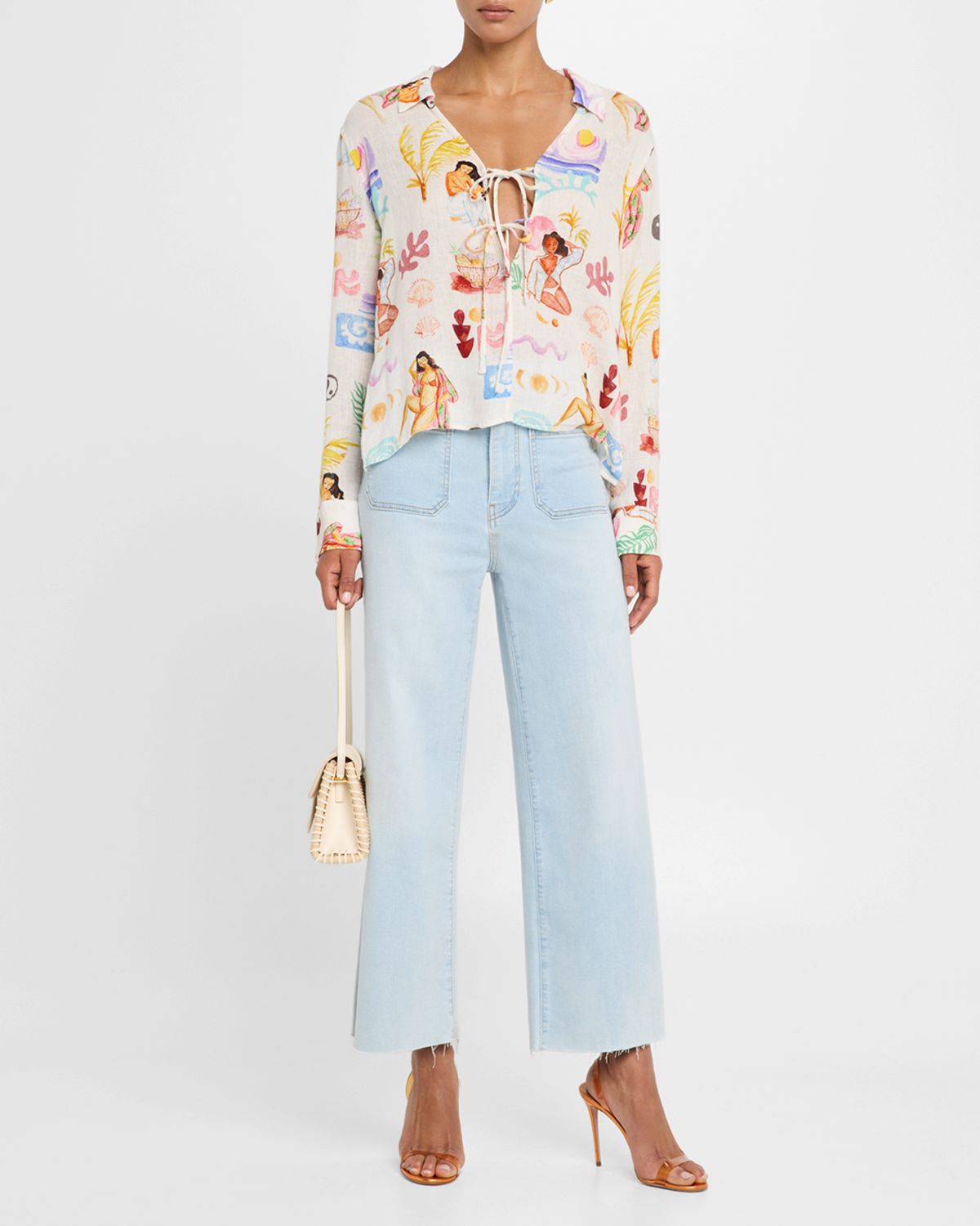 Rails Bathing Ladies Elm Tie-Front Linen Top