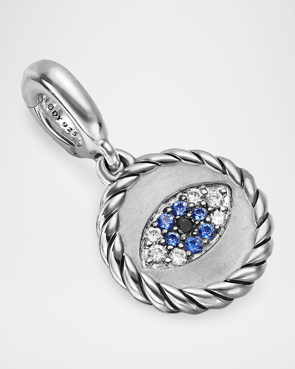David Yurman Evil Eye Amulet with Diamonds and Sapphires in Silver, 20mm