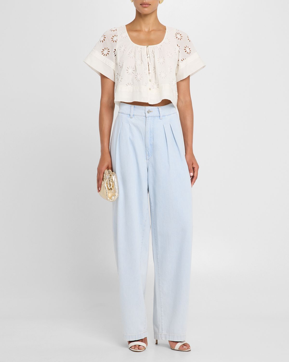 Rails Bambina Eyelet-Embroidered Cropped Blouse
