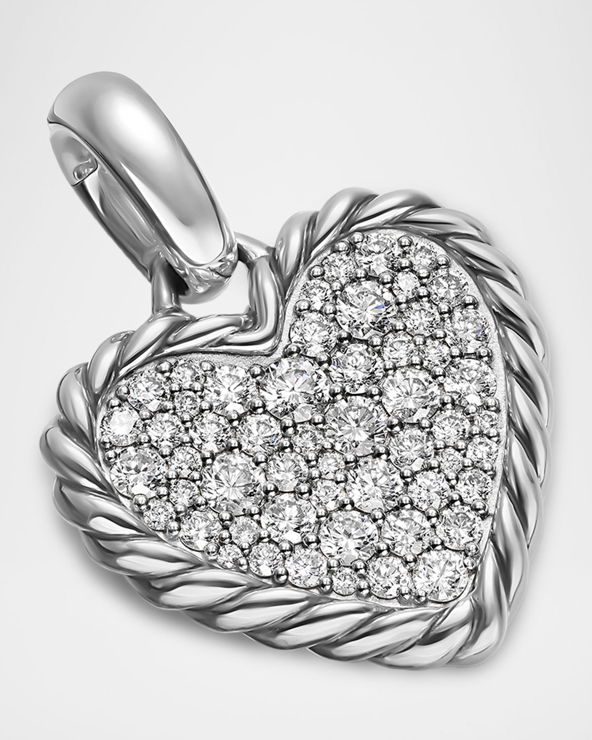 David Yurman Pave Heart Amulet with Diamonds in Silver, 22mm