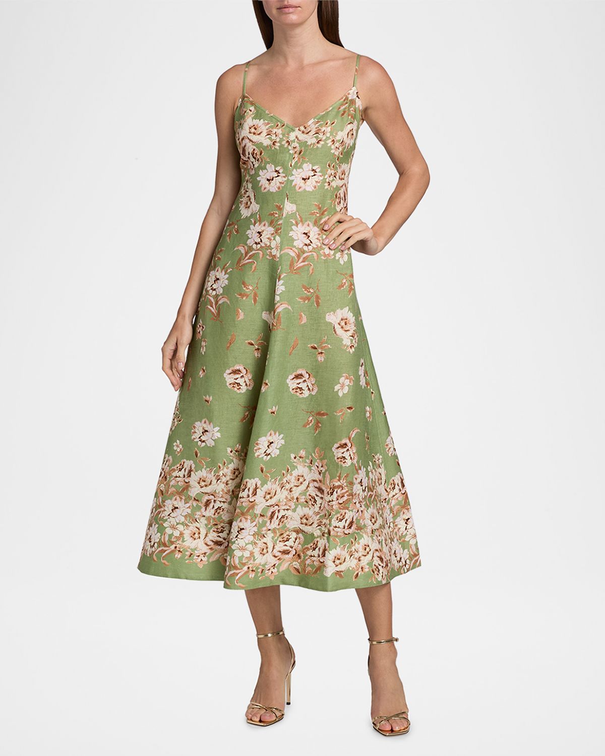 Cara Cara Mae Floral Linen Midi Dress