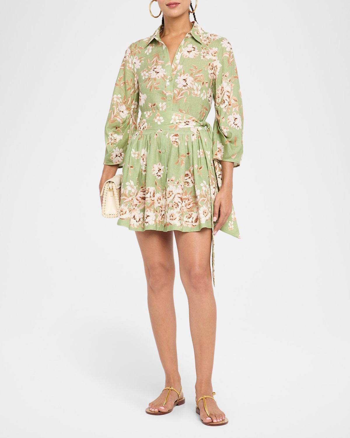 Cara Cara Raya Floral Button-Front Mini Dress