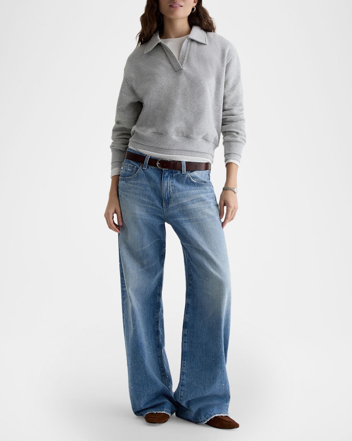 AG Jeans Adria Low-Rise Wide-Leg Jeans