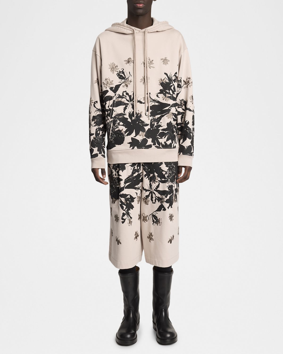 Dries Van Noten Men 's Hatoy Cotton Floral Embroidered Long Pull-On Shorts