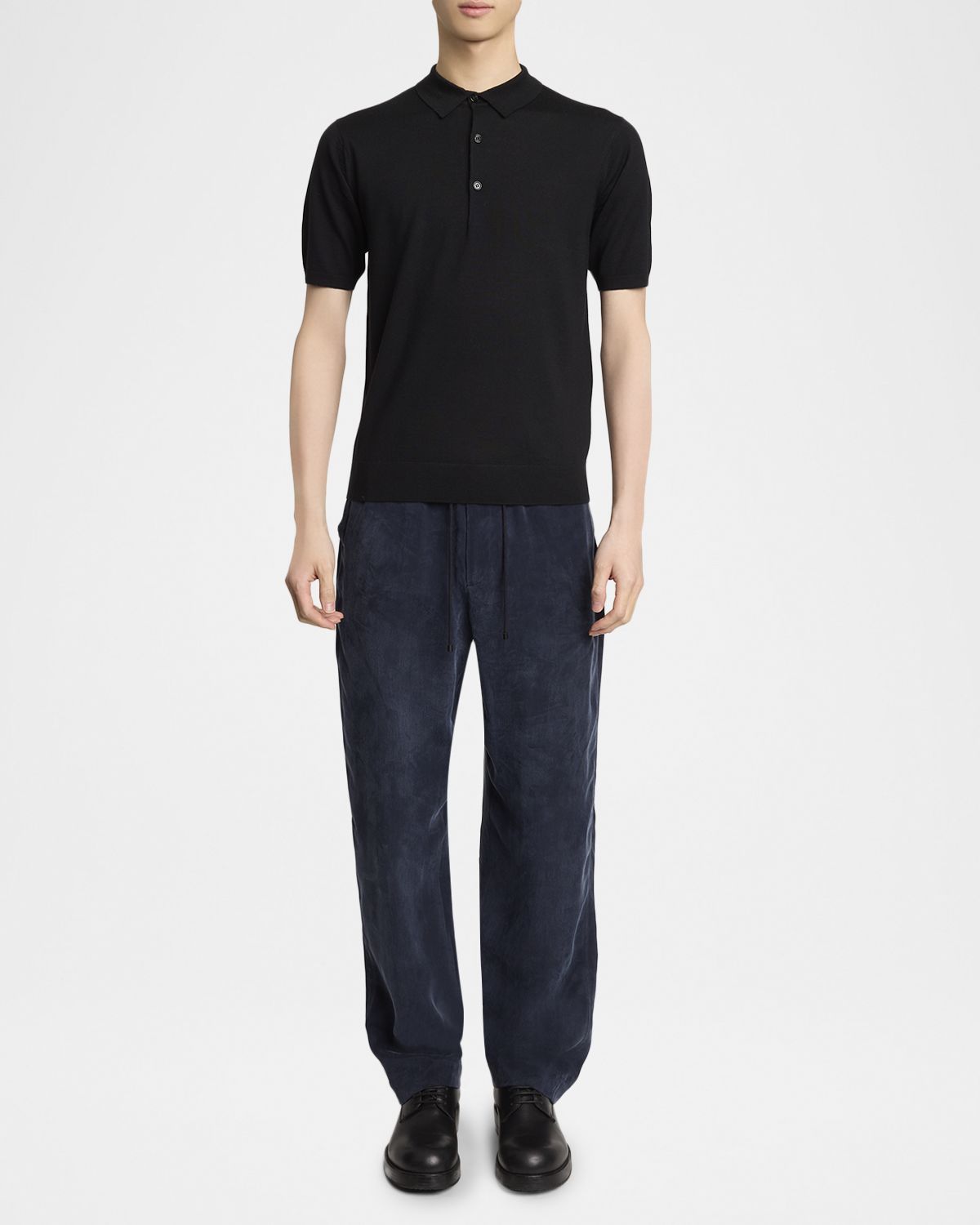 Dries Van Noten Men 's Murice Merino Wool Knit Polo Shirt