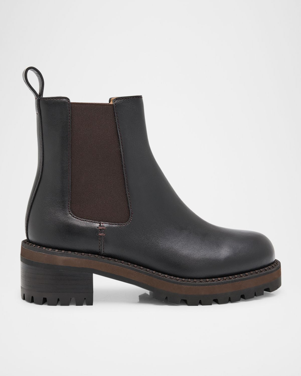 Odissi Faye Leather Lug-Sole Chelsea Booties