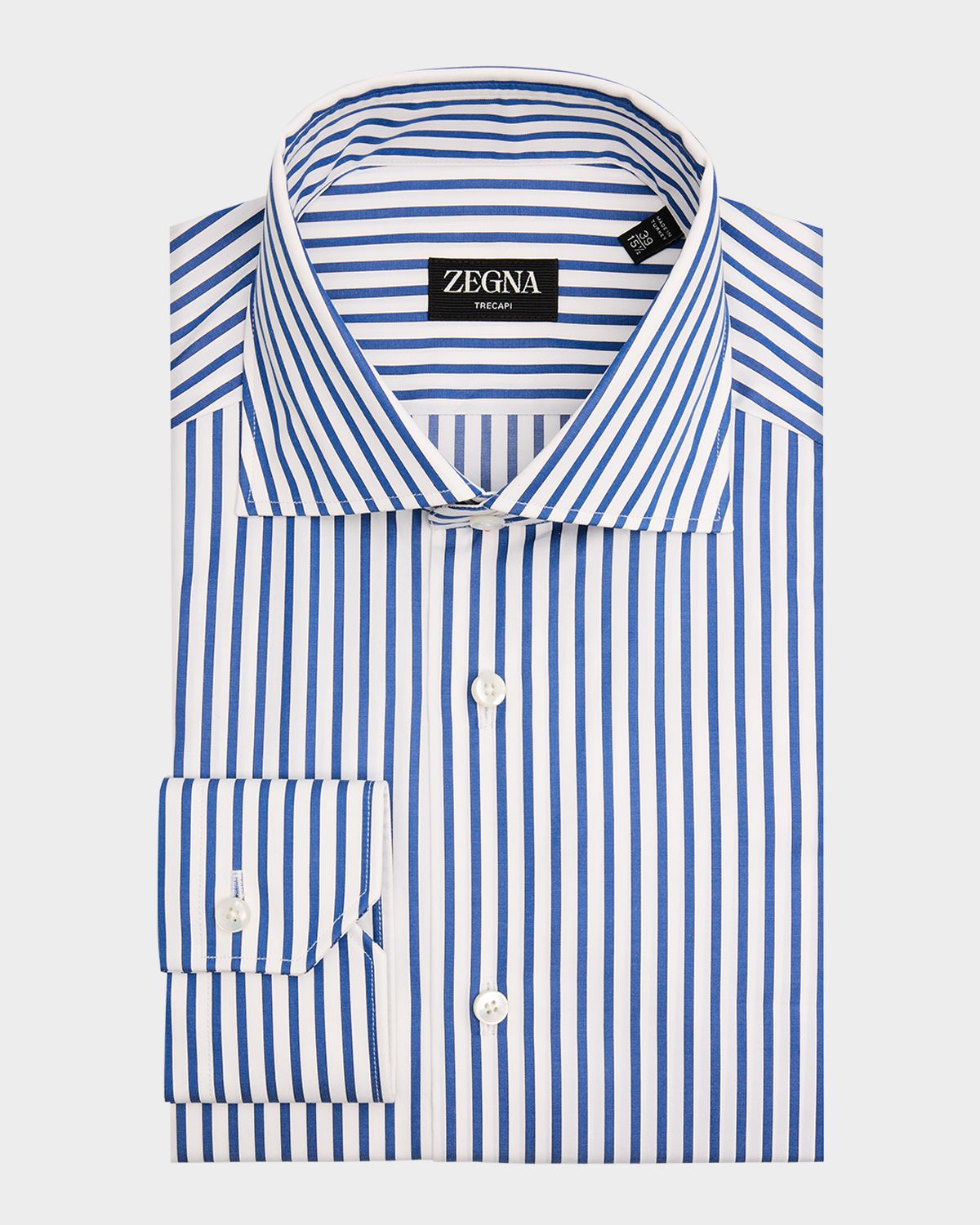 ZEGNA Men 's Trecapi Cotton Bengal Stripe Dress Shirt | Thumbnail 3 ZEGNA Men 's Trecapi Cotton Bengal Stripe Dress Shirt | Thumbnail 3