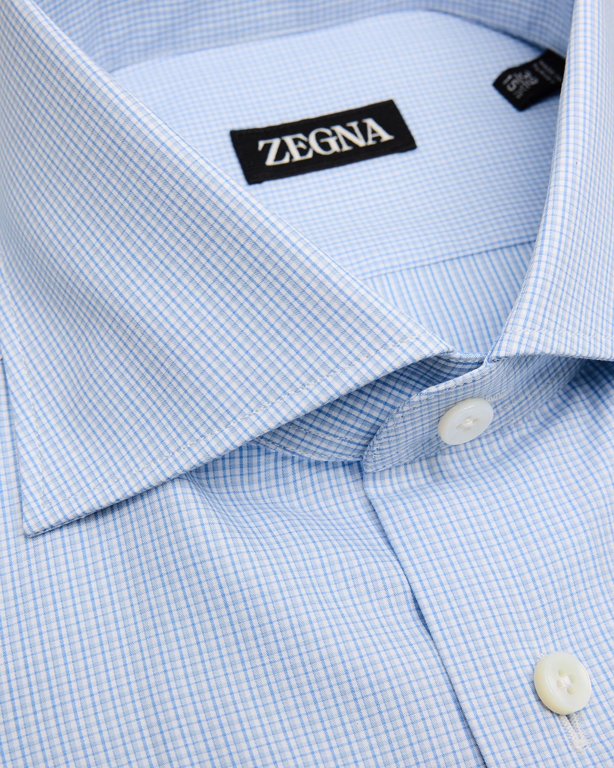 ZEGNA Men 's Cotton Micro-Check Spread Collar Dress Shirt