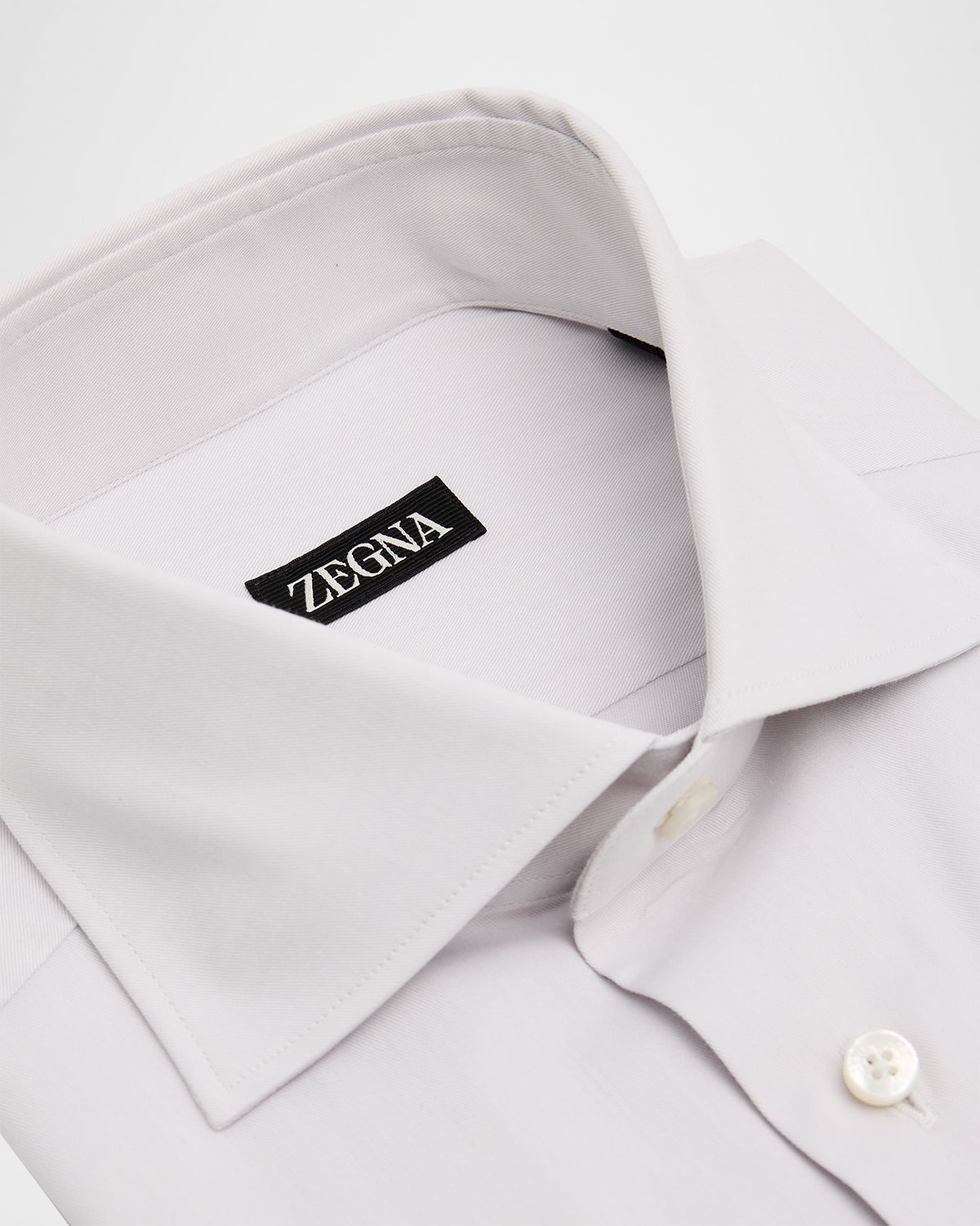 ZEGNA Men 's Solid Cotton Twill Dress Shirt