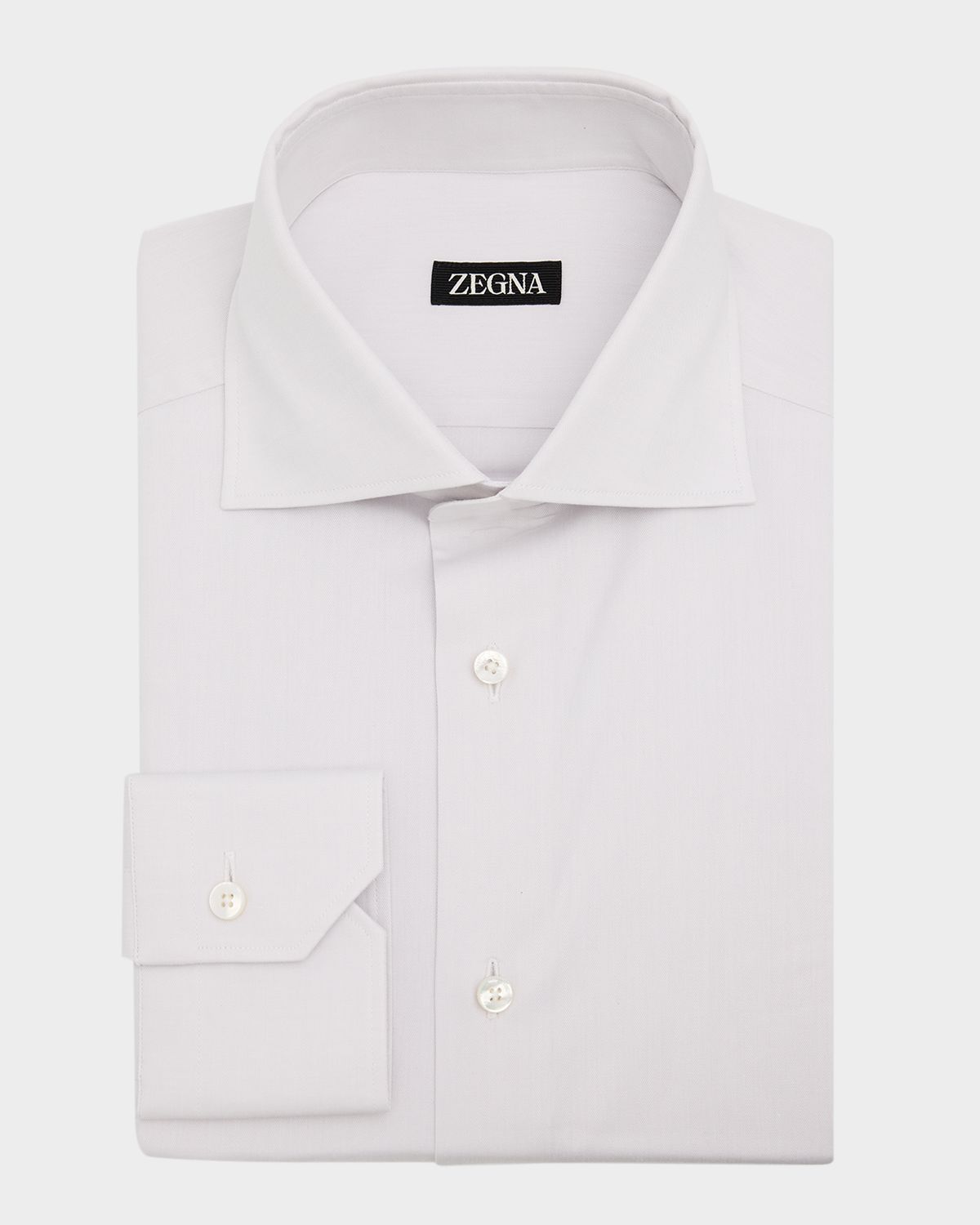 ZEGNA Men 's Solid Cotton Twill Dress Shirt