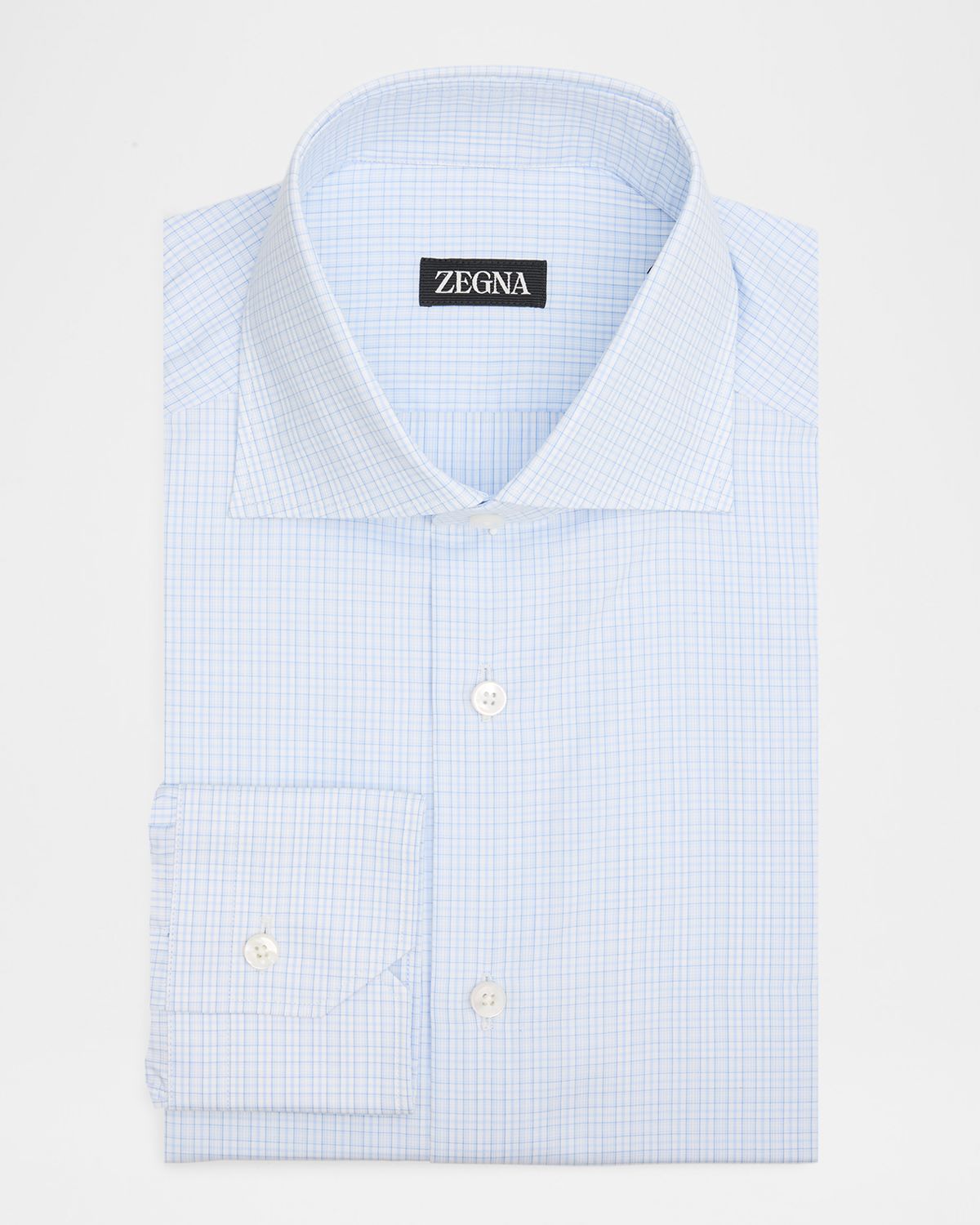 ZEGNA Men 's Cotton Small Check Dress Shirt
