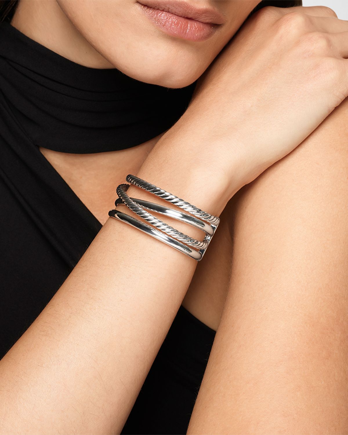 David Yurman Crossover 5 Row Cuff Bracelet in Silver, 25mm