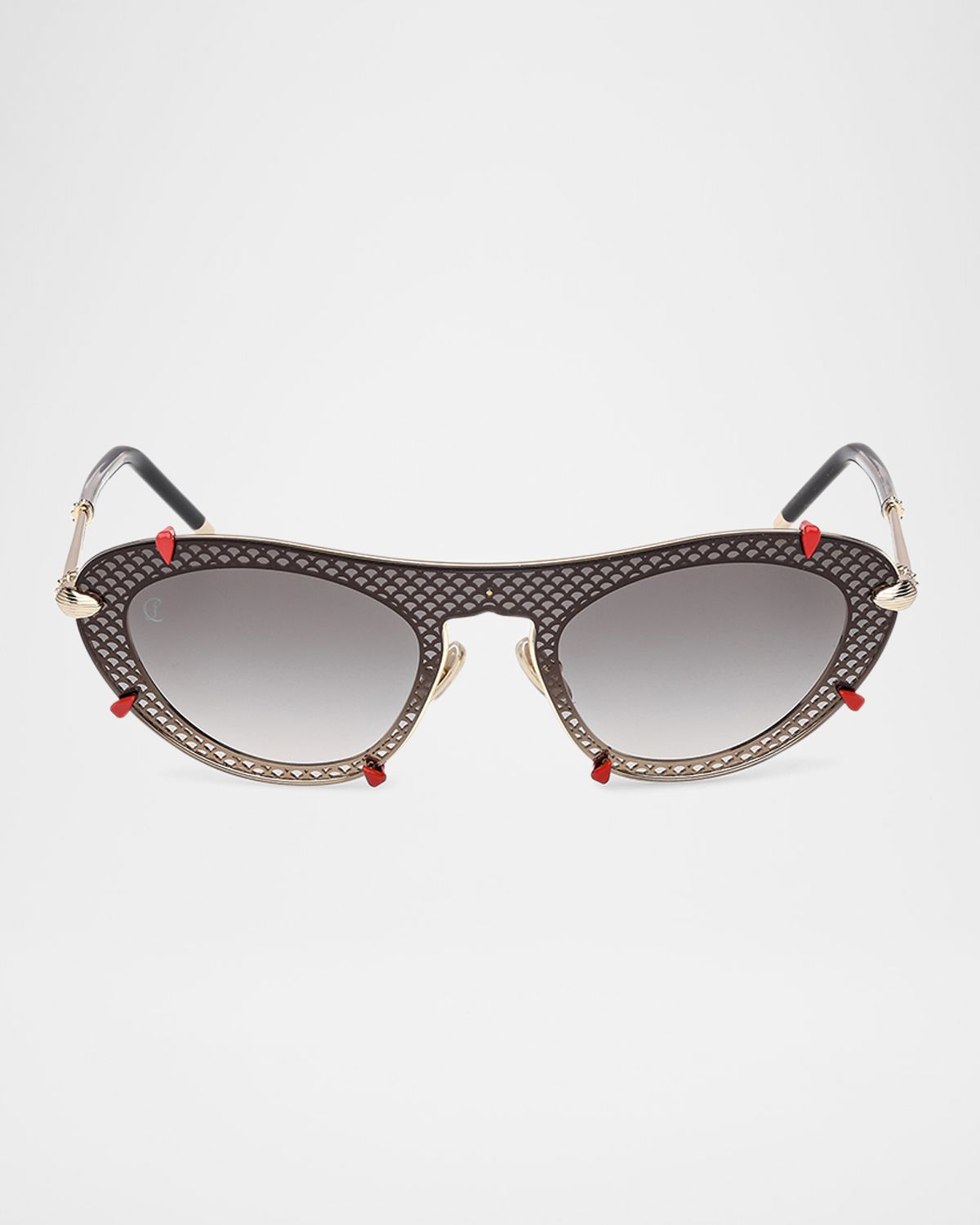 Christian Louboutin Miss Z Spiked Oval Acetate Sunglasses