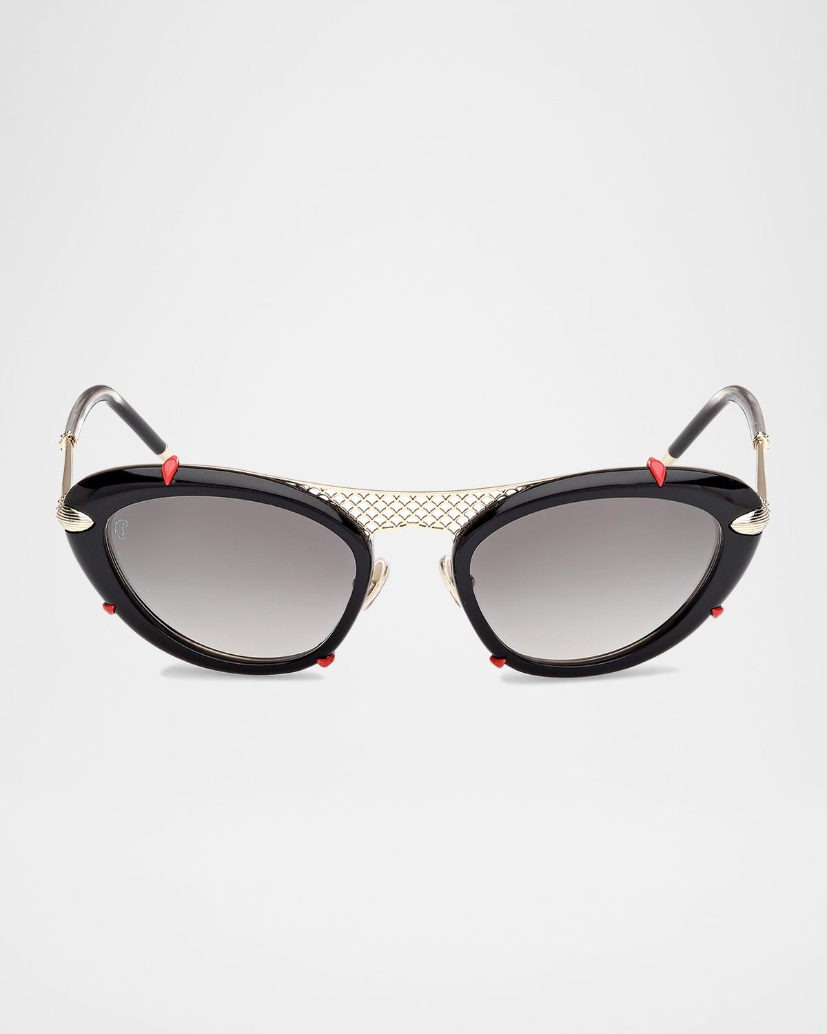 Christian Louboutin Miss Z Spiked Oval Acetate Sunglasses
