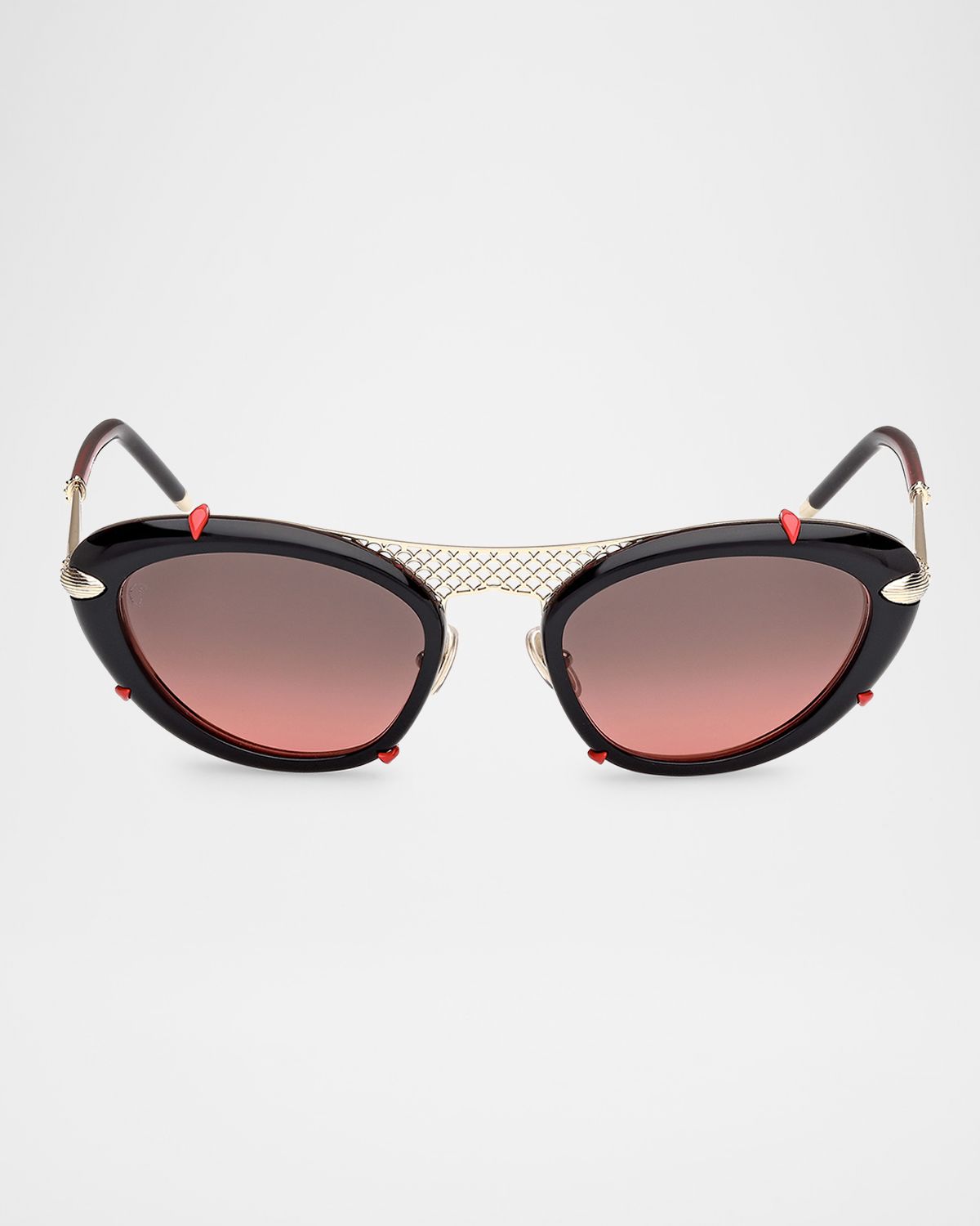 Christian Louboutin Miss Z Spiked Oval Acetate Sunglasses