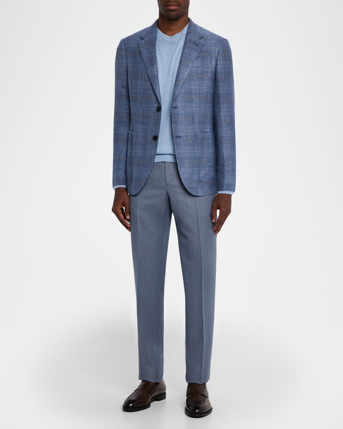 ZEGNA Men 's Melange Windowpane Winter Crossover Sport Coat