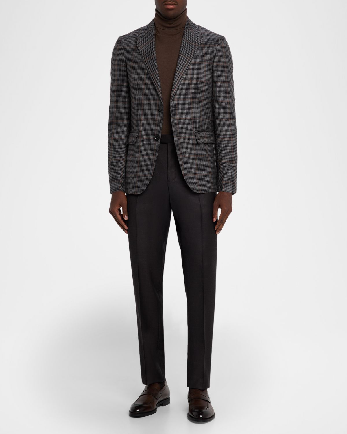ZEGNA Men 's Cashmere and Silk Houndstooth Check Sport Coat