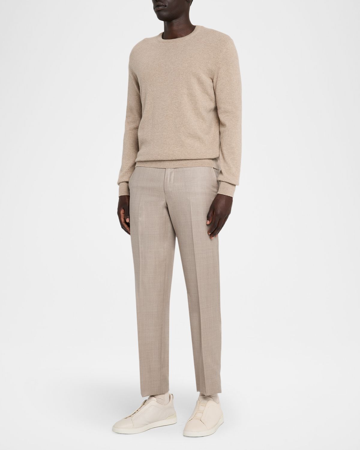 ZEGNA Men 's Cavalry Twill Sharkskin Flat-Front Trousers