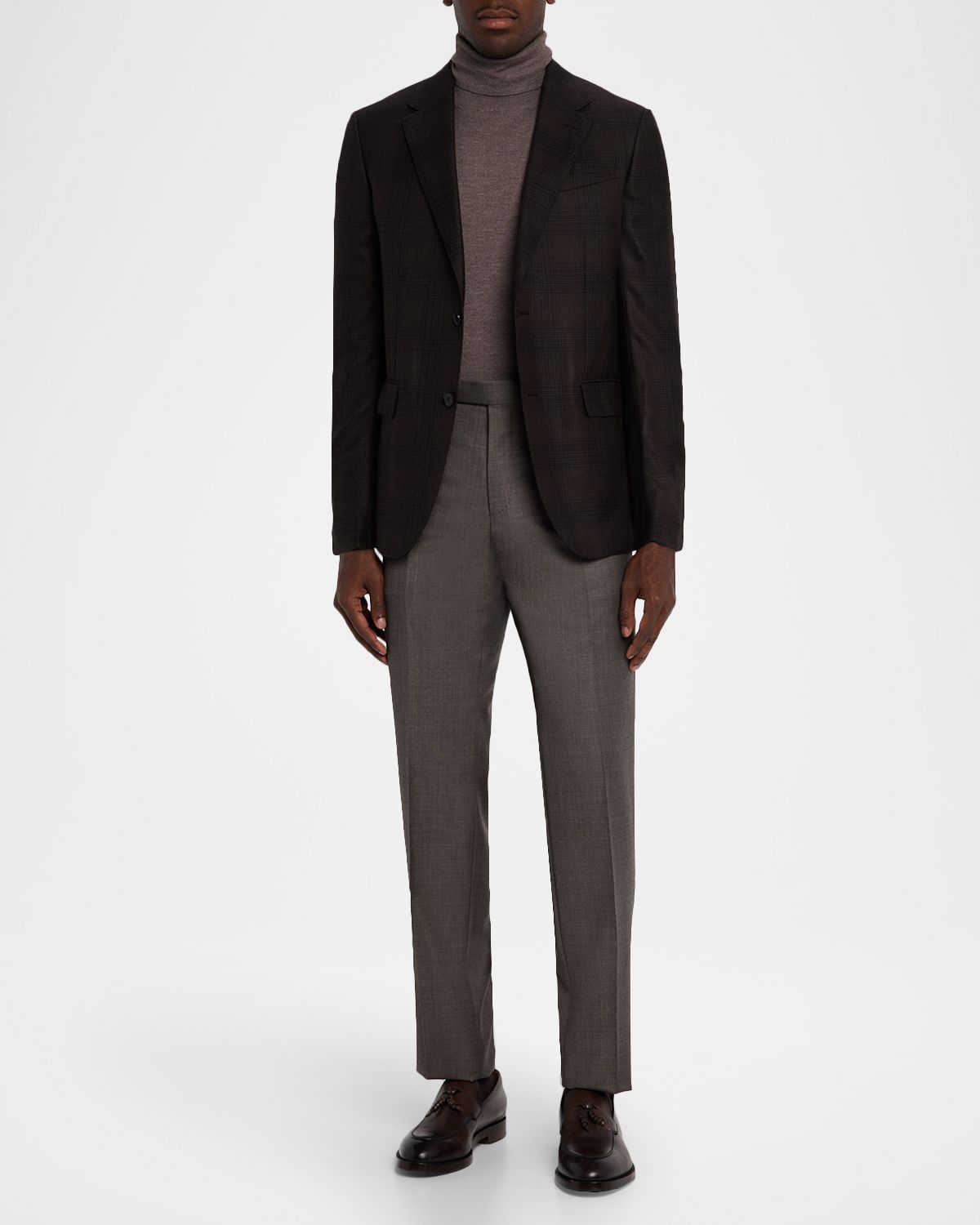 ZEGNA Men 's Wool Sharkskin Modern Fit Trousers
