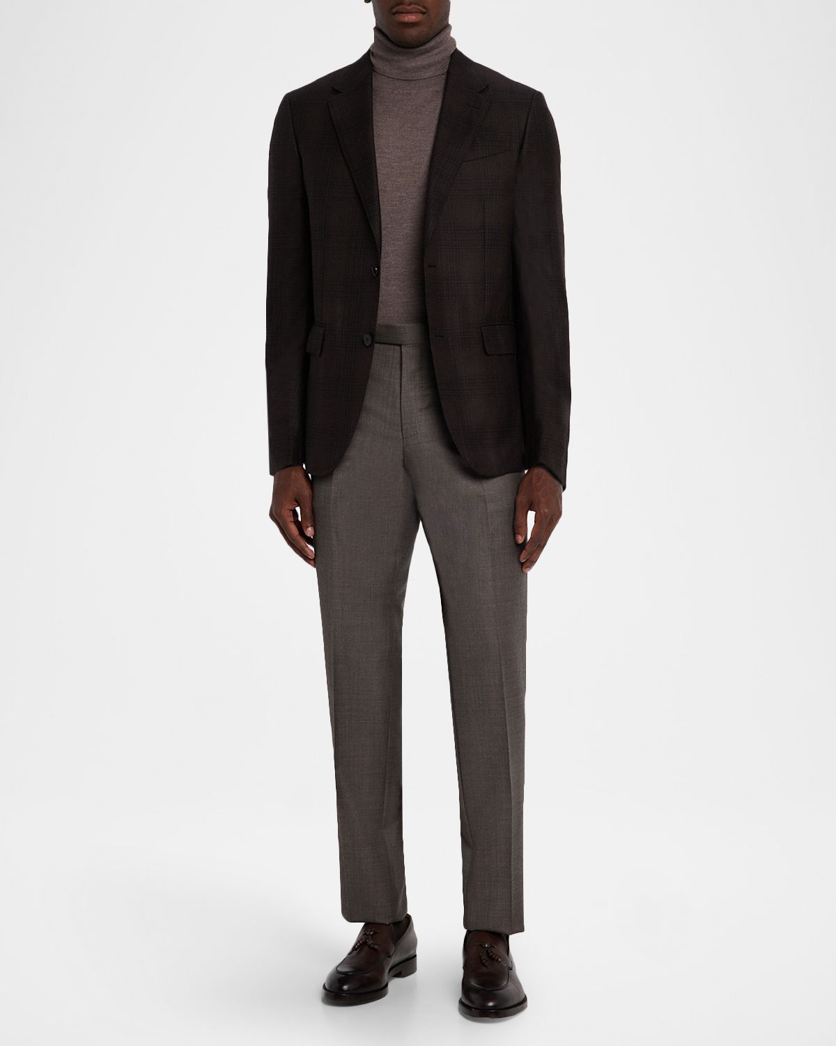 ZEGNA Men's Cashmere and Silk Tonal Plaid Sport Coat
