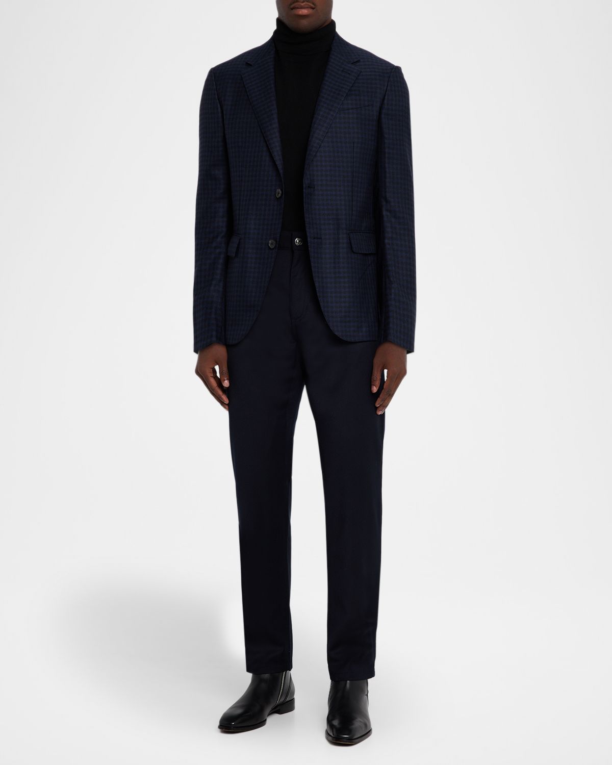 ZEGNA Men's Cashmere and Silk Tonal Check Sport Coat