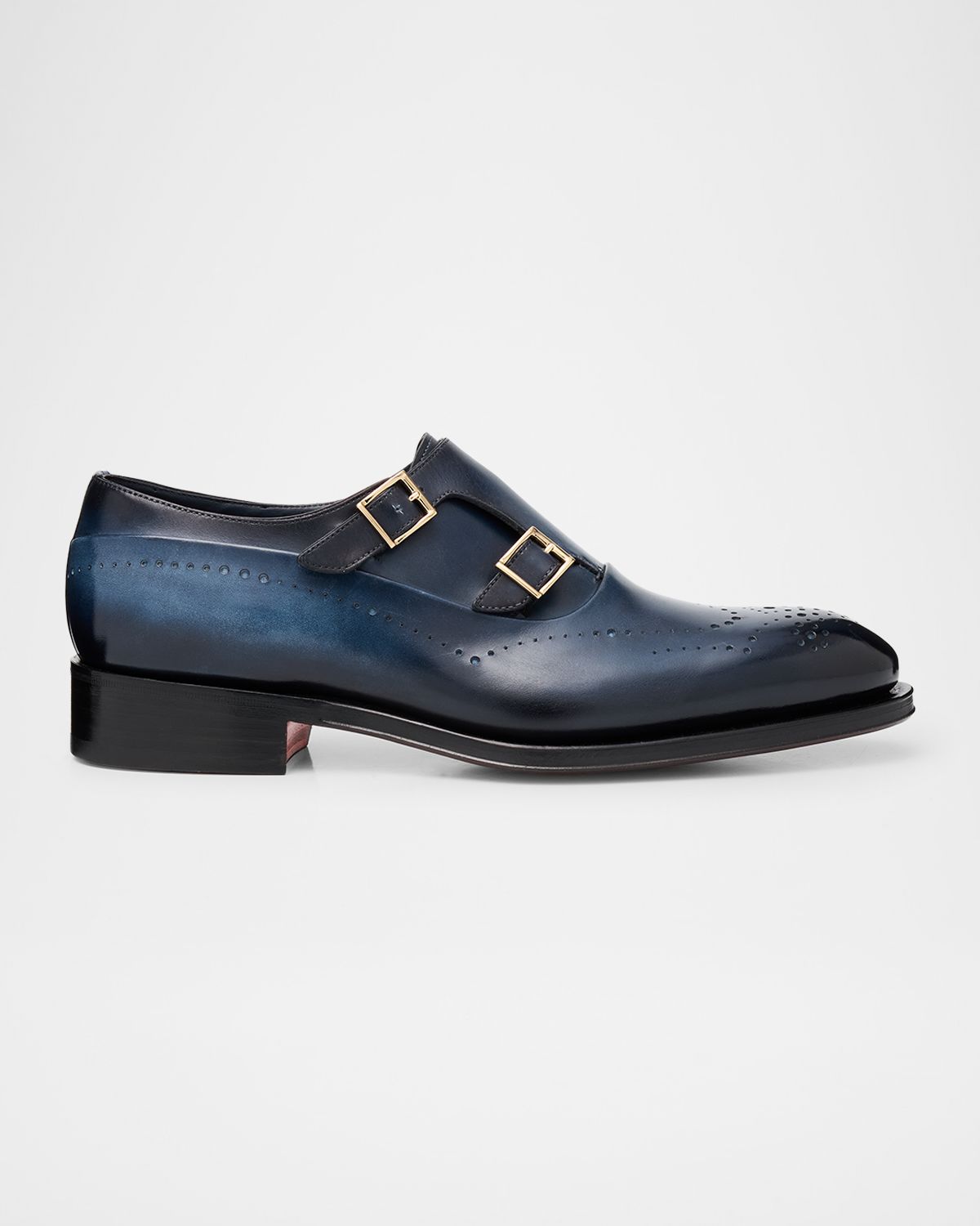 Santoni Men 's Carter Brogue Leather Double Monk-Strap Loafers