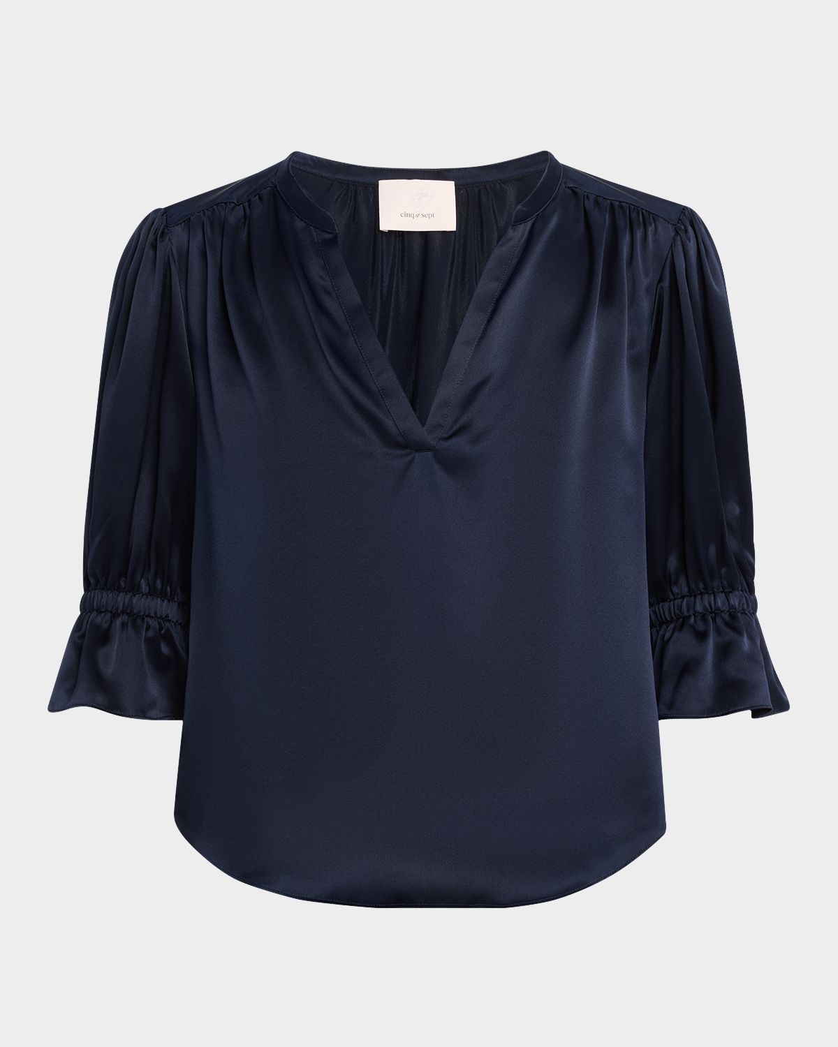 Cinq a Sept Fiona Silk Split-Neck Top