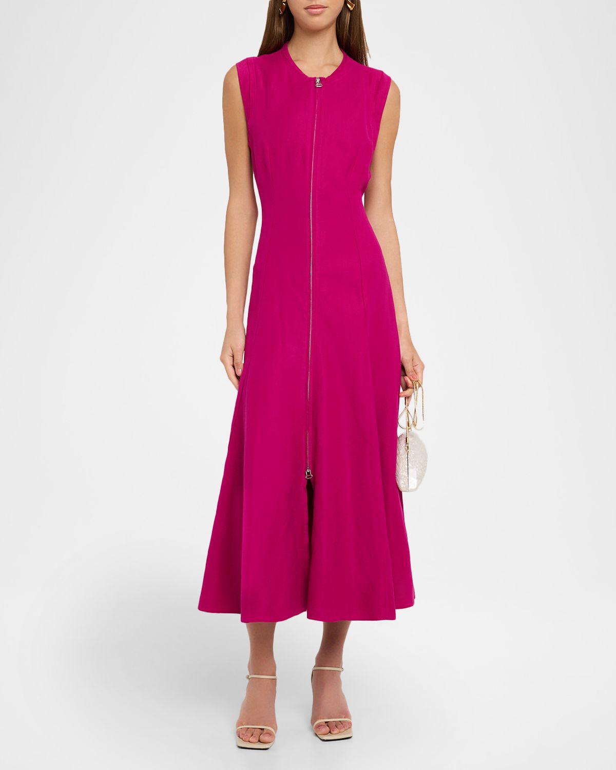 ARGENT Cornelia Viscose-Linen Twill Midi Dress