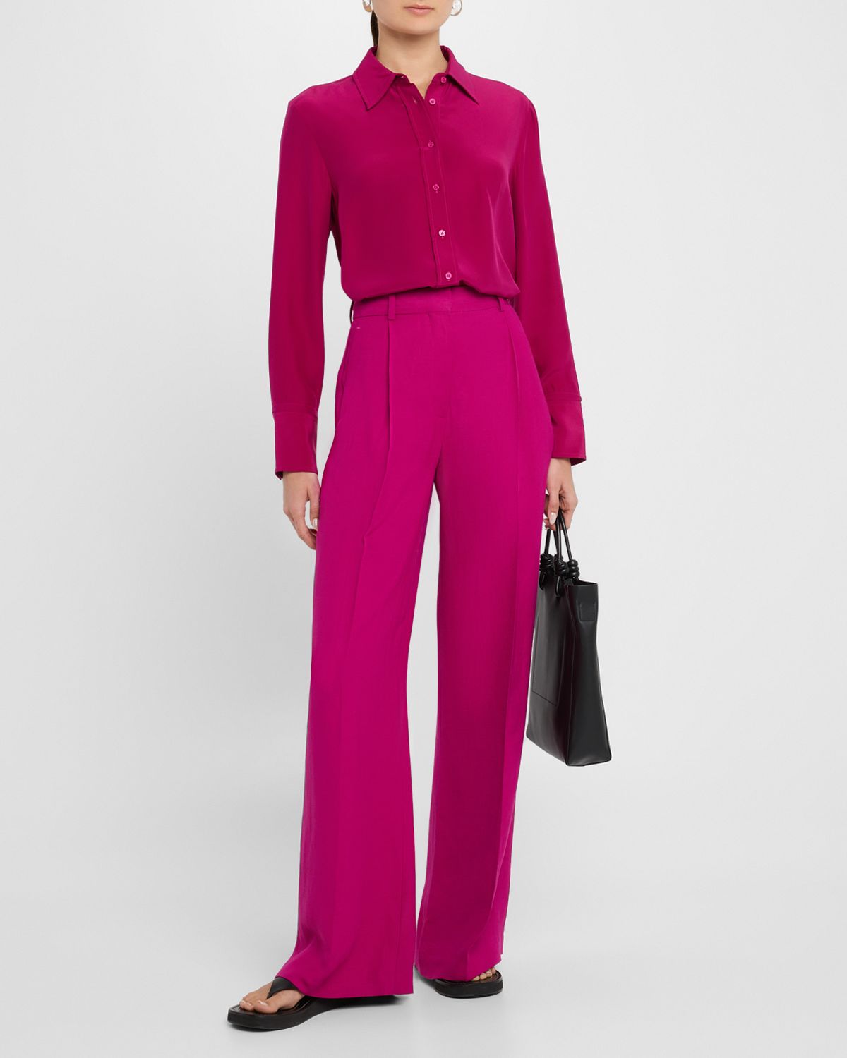 ARGENT Button-Down Silk Charmeuse Blouse