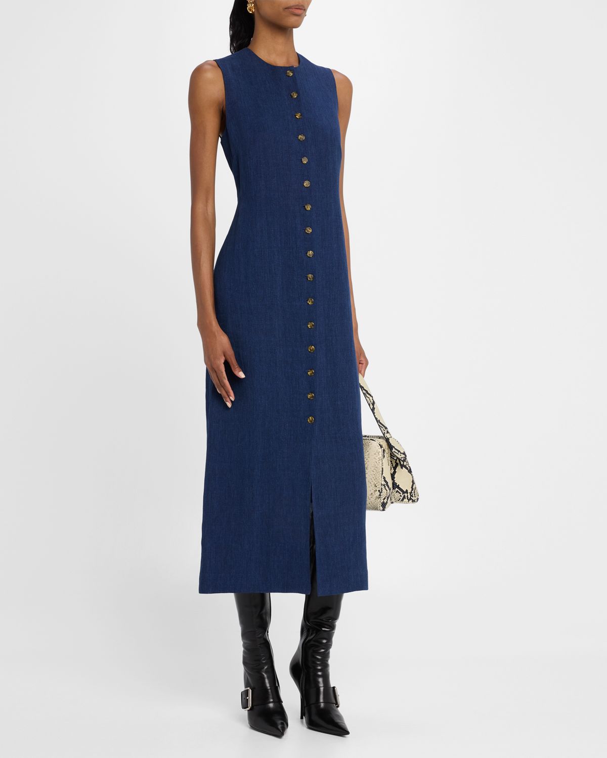 Good Work by Argent x Citizens of Humanity Sleeveless Button-Down Linen Midi Dress