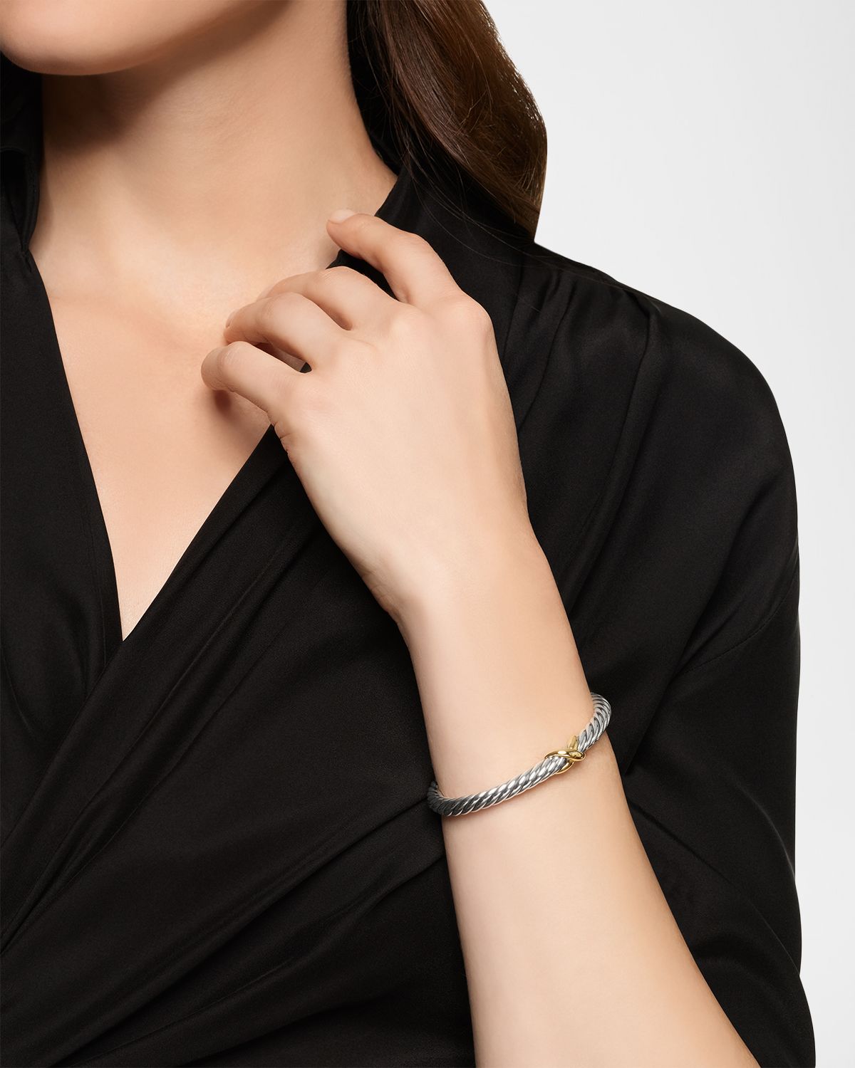 David Yurman Cable Flex X Bracelet in Silver and 14K Gold, 6mm